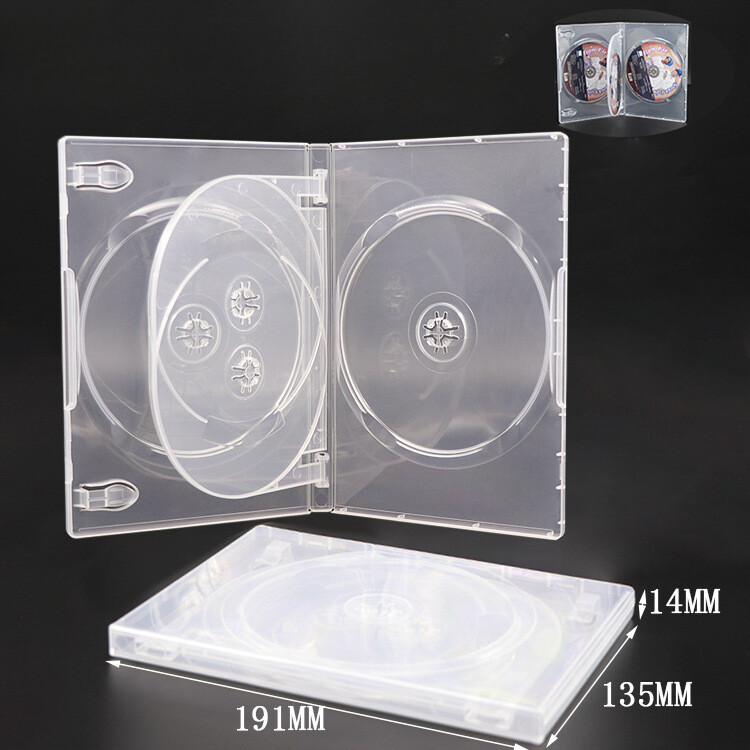 2Pack Clear Standard 4 DVD Storage Replacement Case Box 14mm 4 Discs Holder Flap
