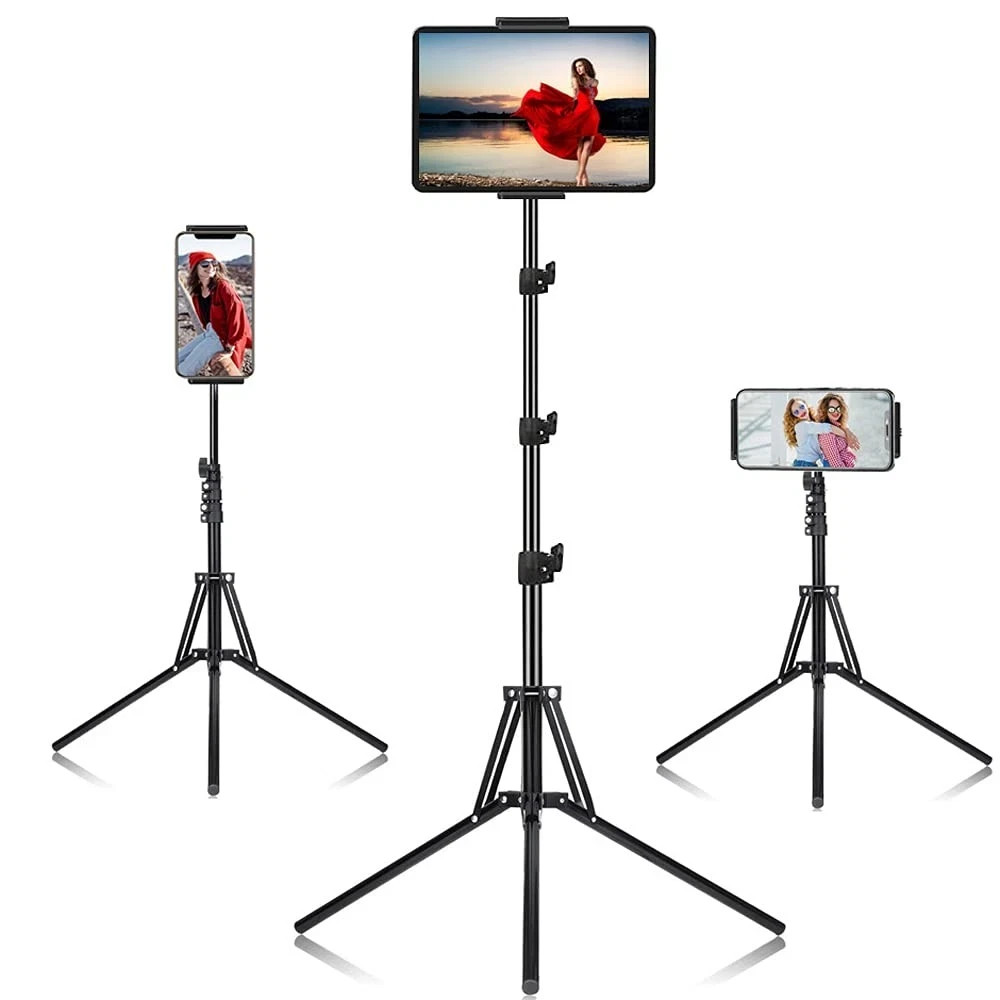 Ipad Tripod Stand, with 65 inch Height Adjustable iPad Stand Holder & iPad Fl...