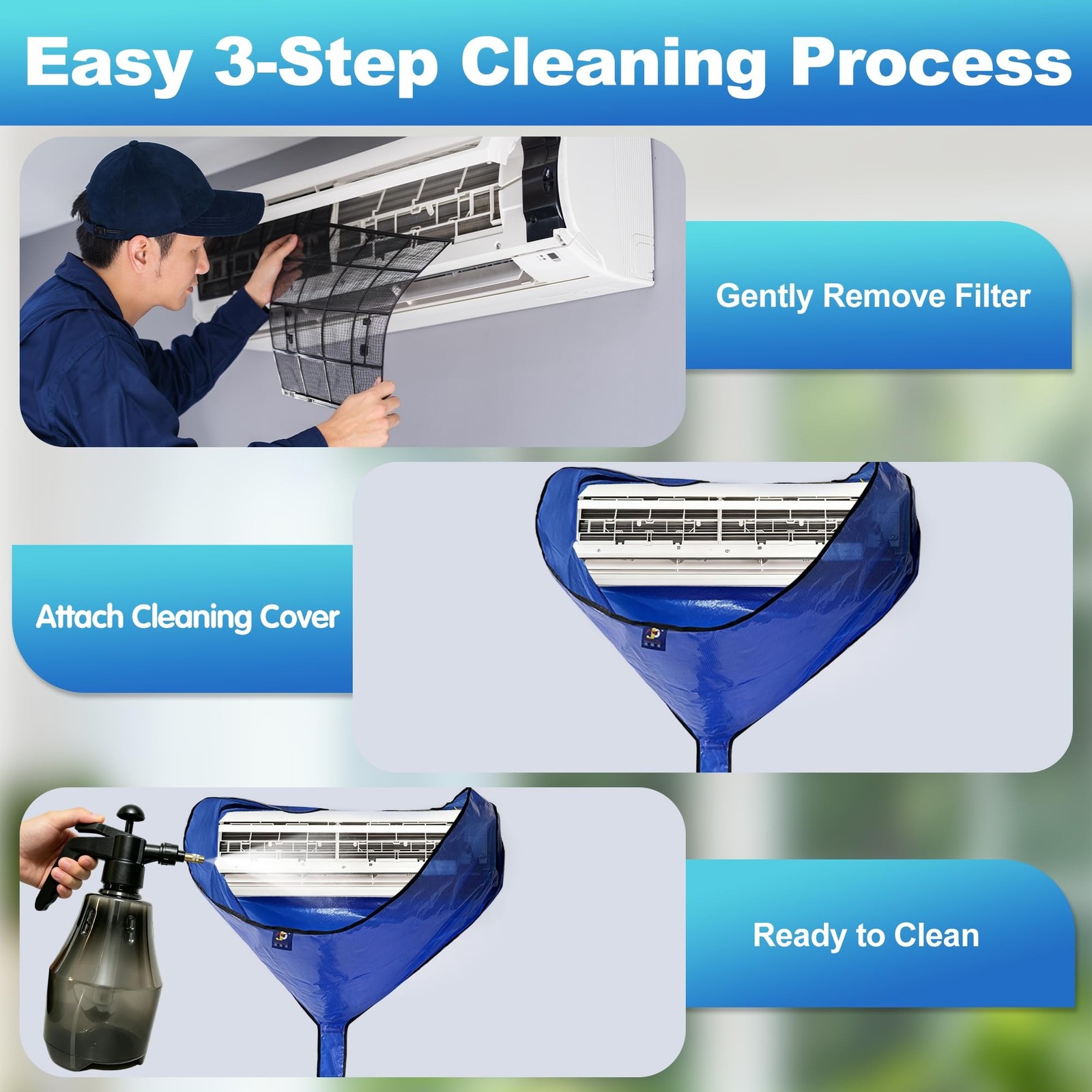 HTZSSON 15Pcs Mini Split Cleaning Kit Upgraded 1.5L High Pressure Sprayer