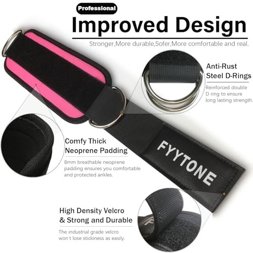 Women Workout for Home Gym, Glutes Pink Ankle Resistance Bands with Cuffs