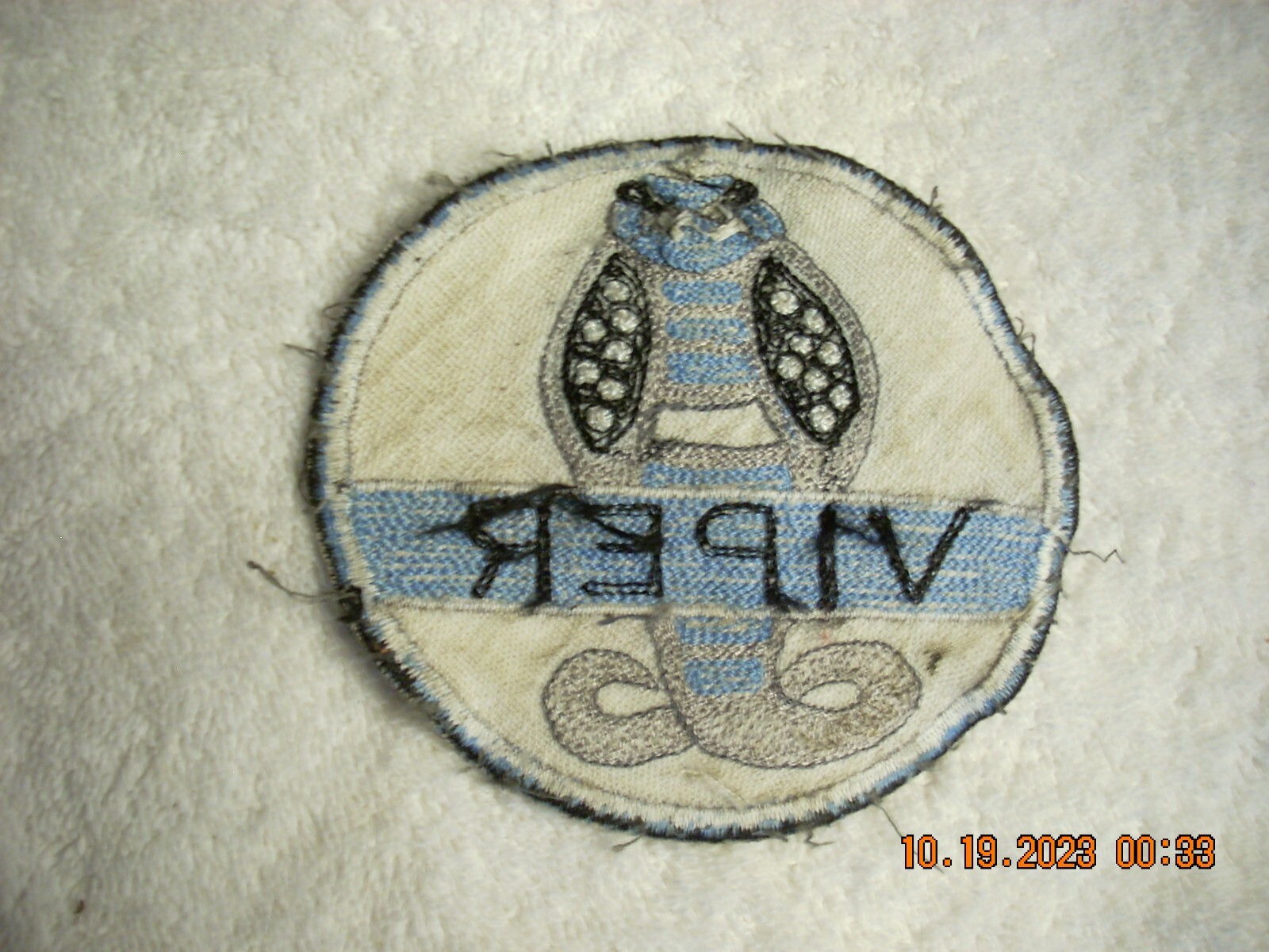 Vintage Viper Racing Embroidered Cloth Jacket Patch 4" Round