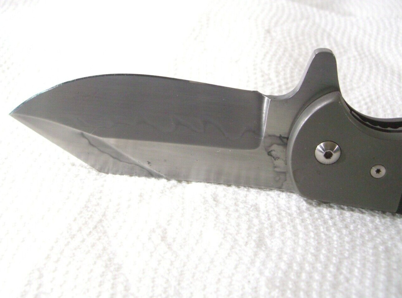 Mint Lg RARE CUSTOM BURCHTREE BLADEWORKS Fighting Folding Flipper Pocket Knife