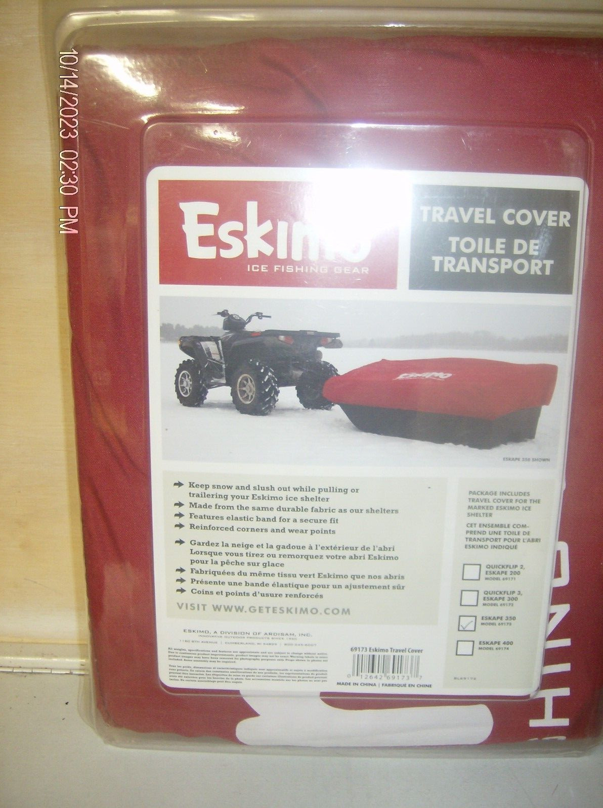 Eskimo Ice Fishing ESKAMO 350 Travel Cover Red
