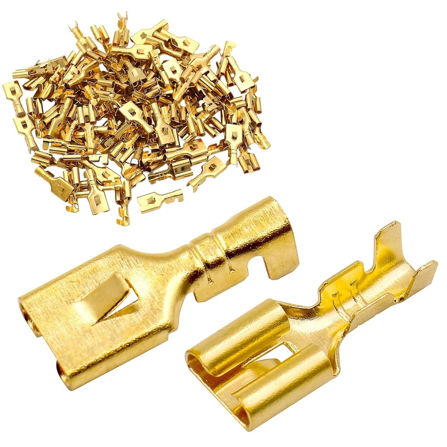 Female Spade Quick Splice Crimp Terminals 6.3Mm Non-Insulated 100 Pcs