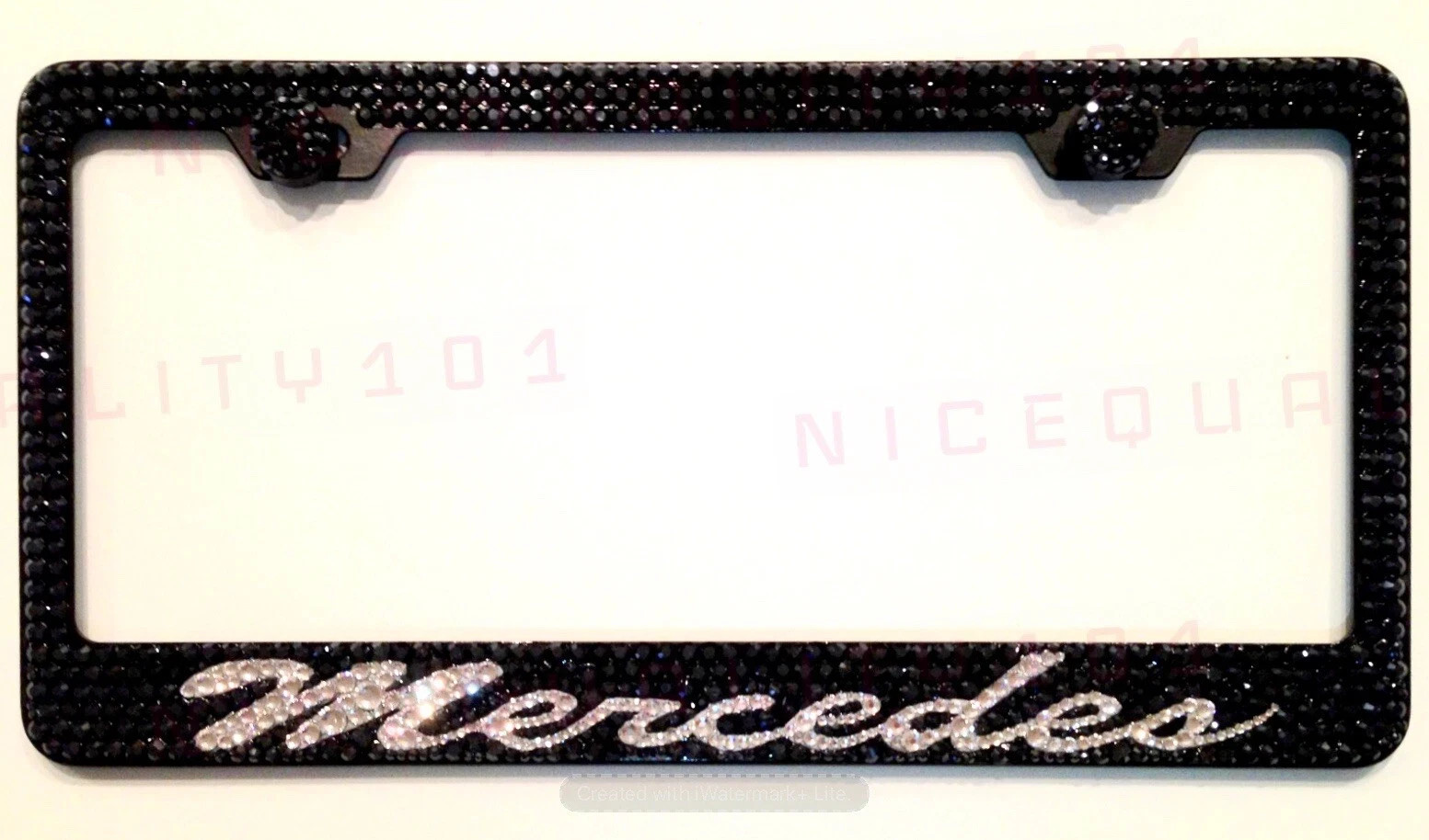 Mercedes Script Lettering License Plate Frame Holder Made withSwarovski Crystals