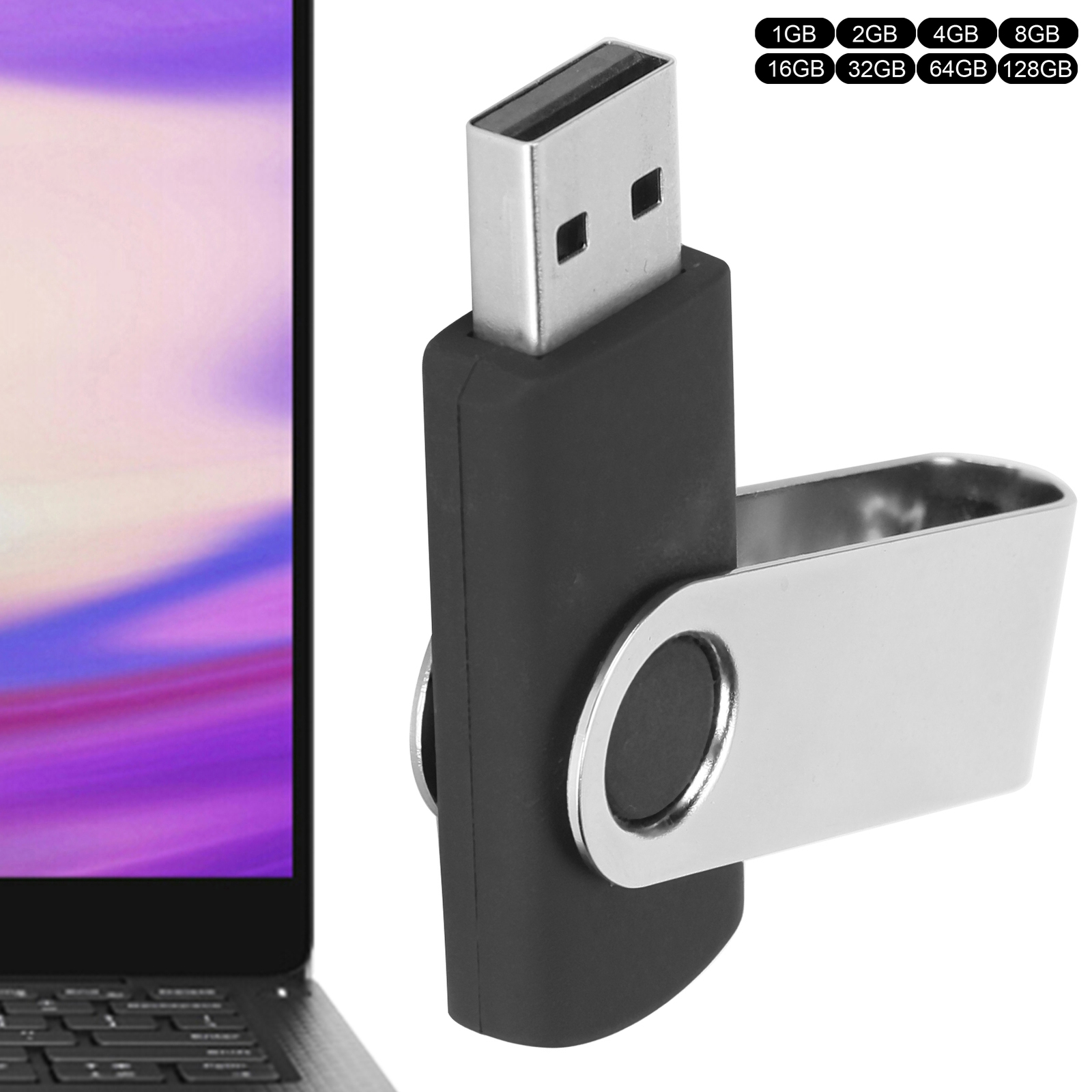 USB Flash Drive Candy Black Rotatable Portable Storage For PC T