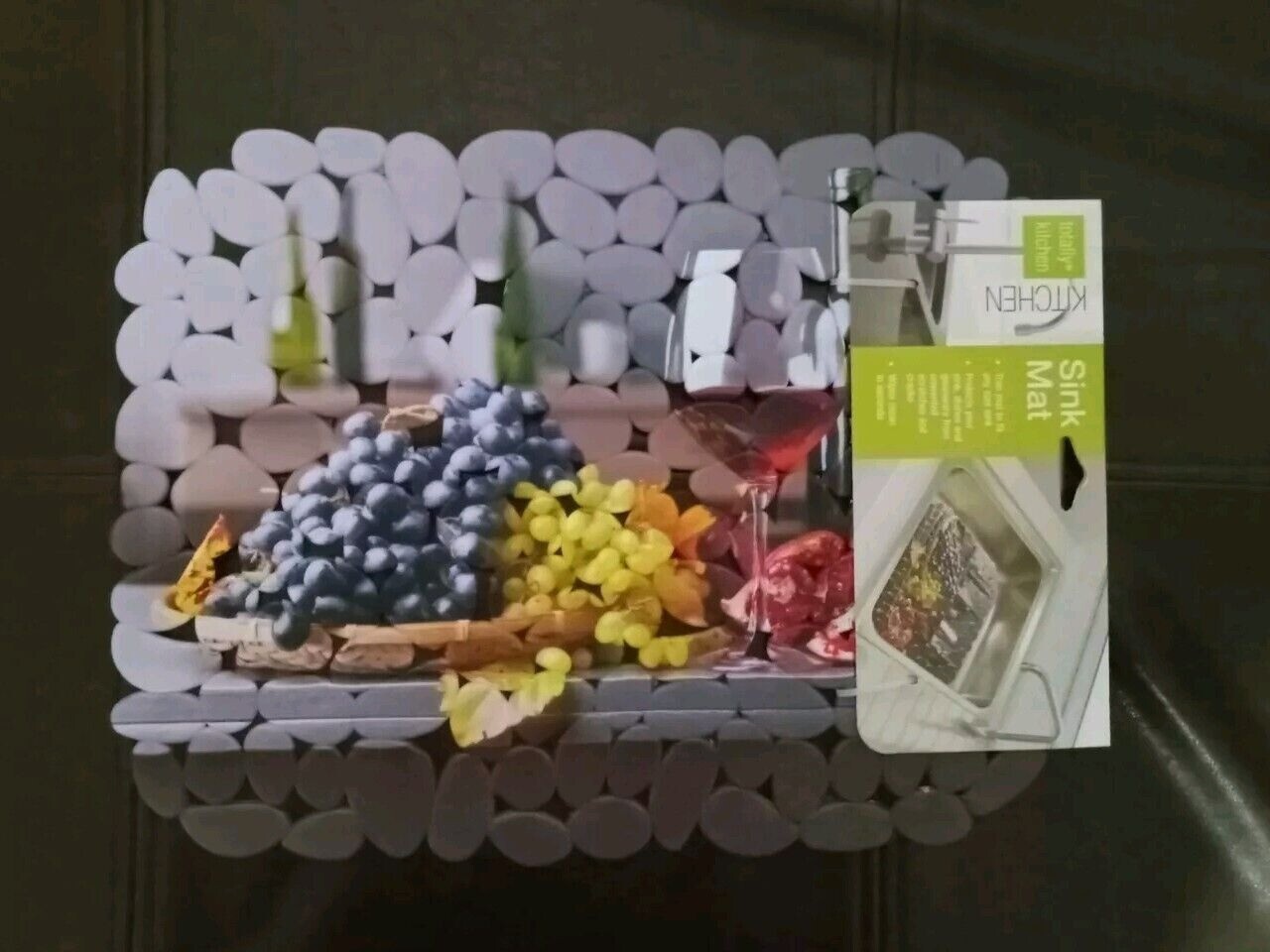 Totally Kitchen Sink Mat Grapes Fruit PEBBLE Adjustable Protector
