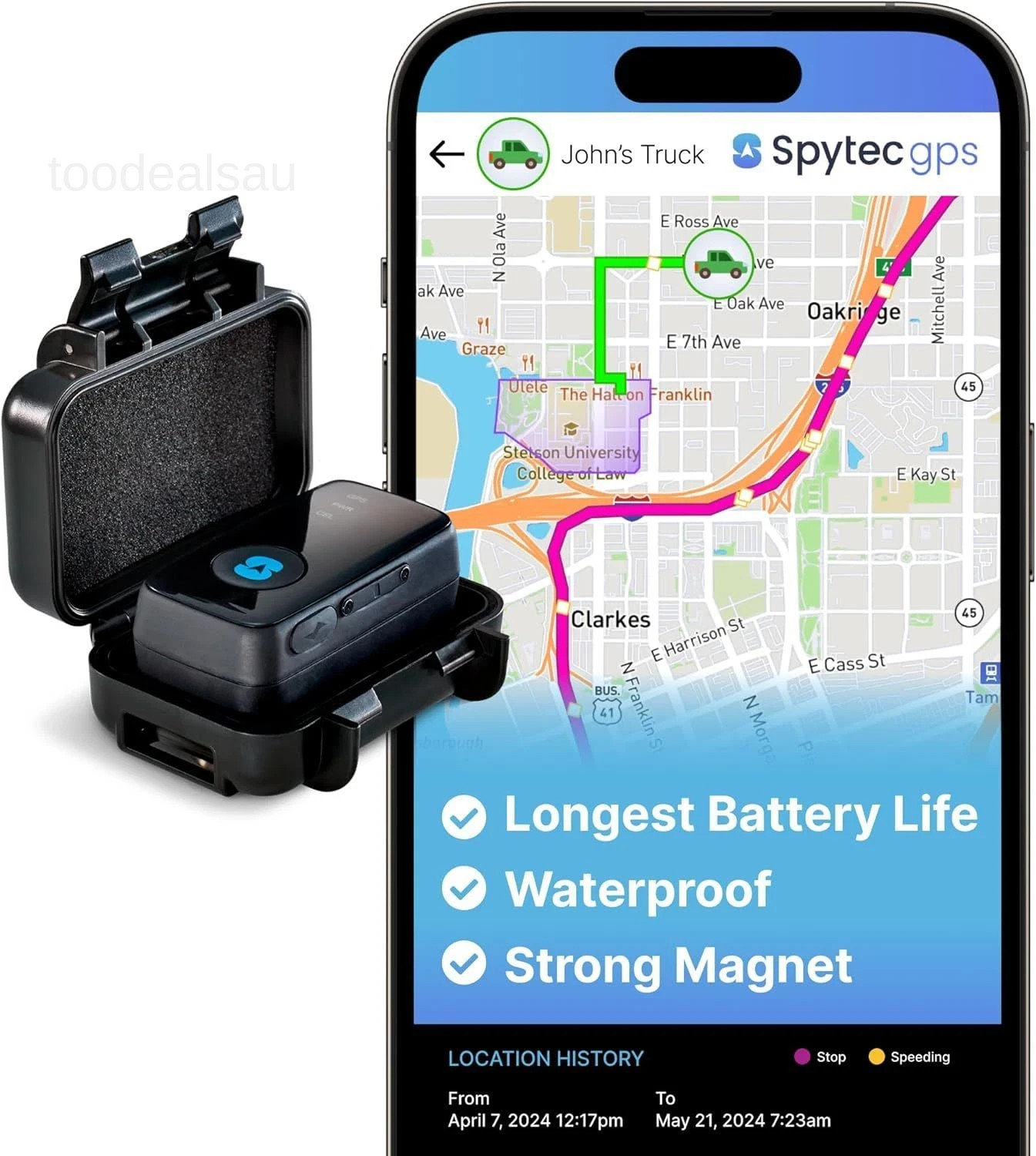Spytec Atlas GPS Tracker for Vehicles  Kids | Up to 14-Day Battery Life | Wat...