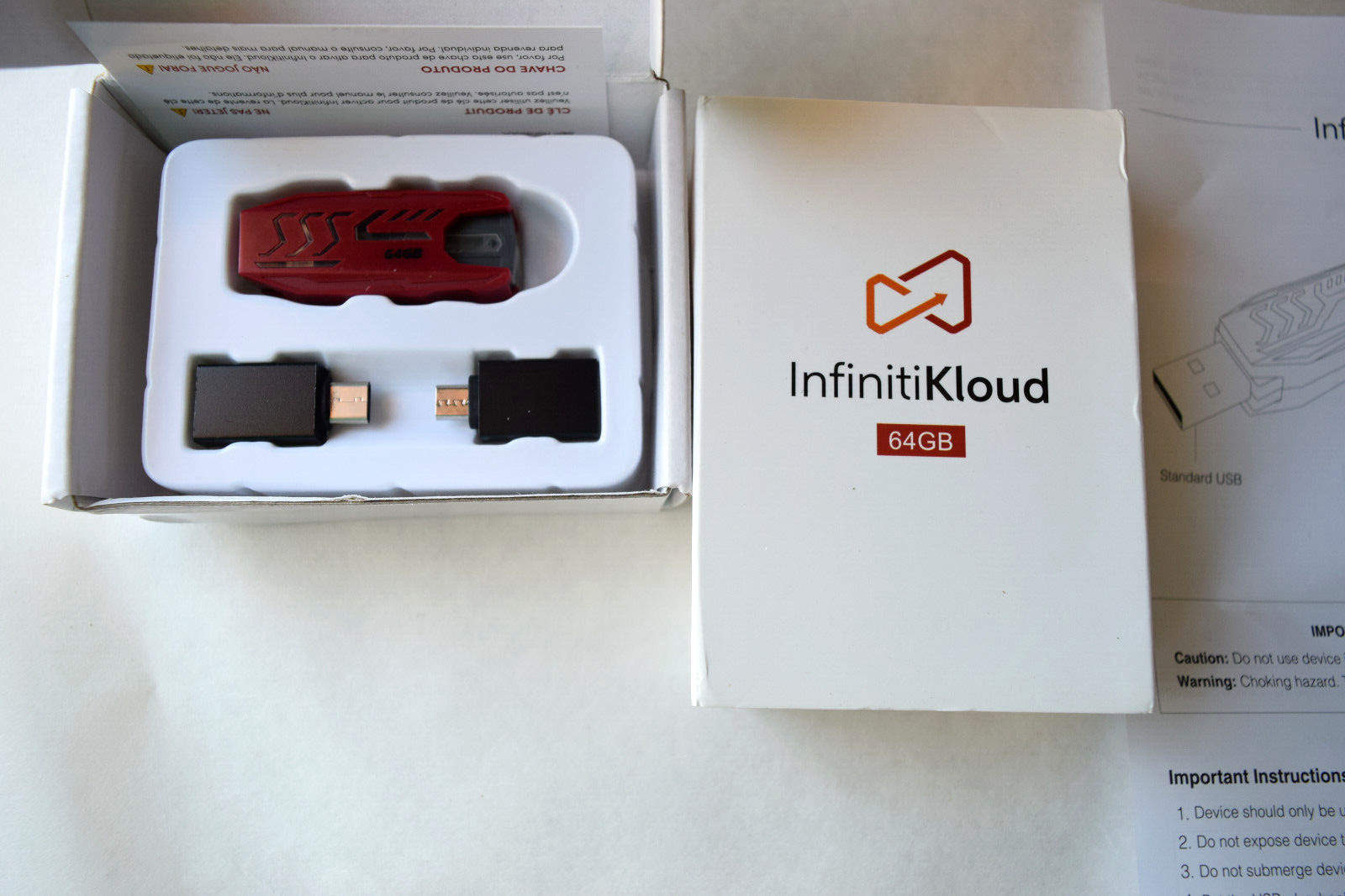 InfinitiKloud 64 GB One Click Backup and Storage Device USB 2.0 Flash Drive NEW
