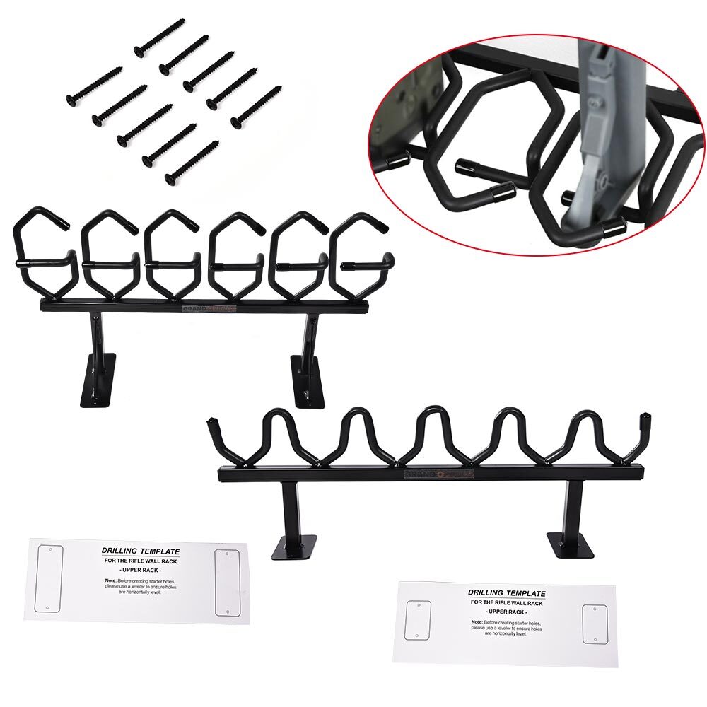 6 Gun Rifle Rack Vertical Fit For Carbine Hanger Shotgun Hook Wall Mount Display