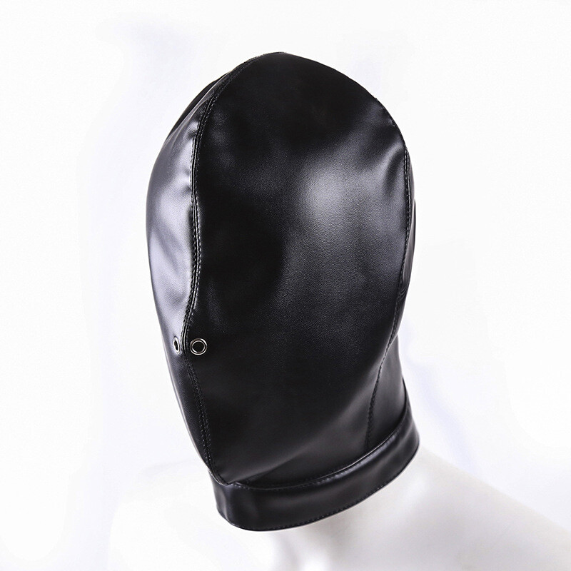 BDSM Bondage PU Leather Sensory Deprivation Head Hood Mask for Couples Headgear