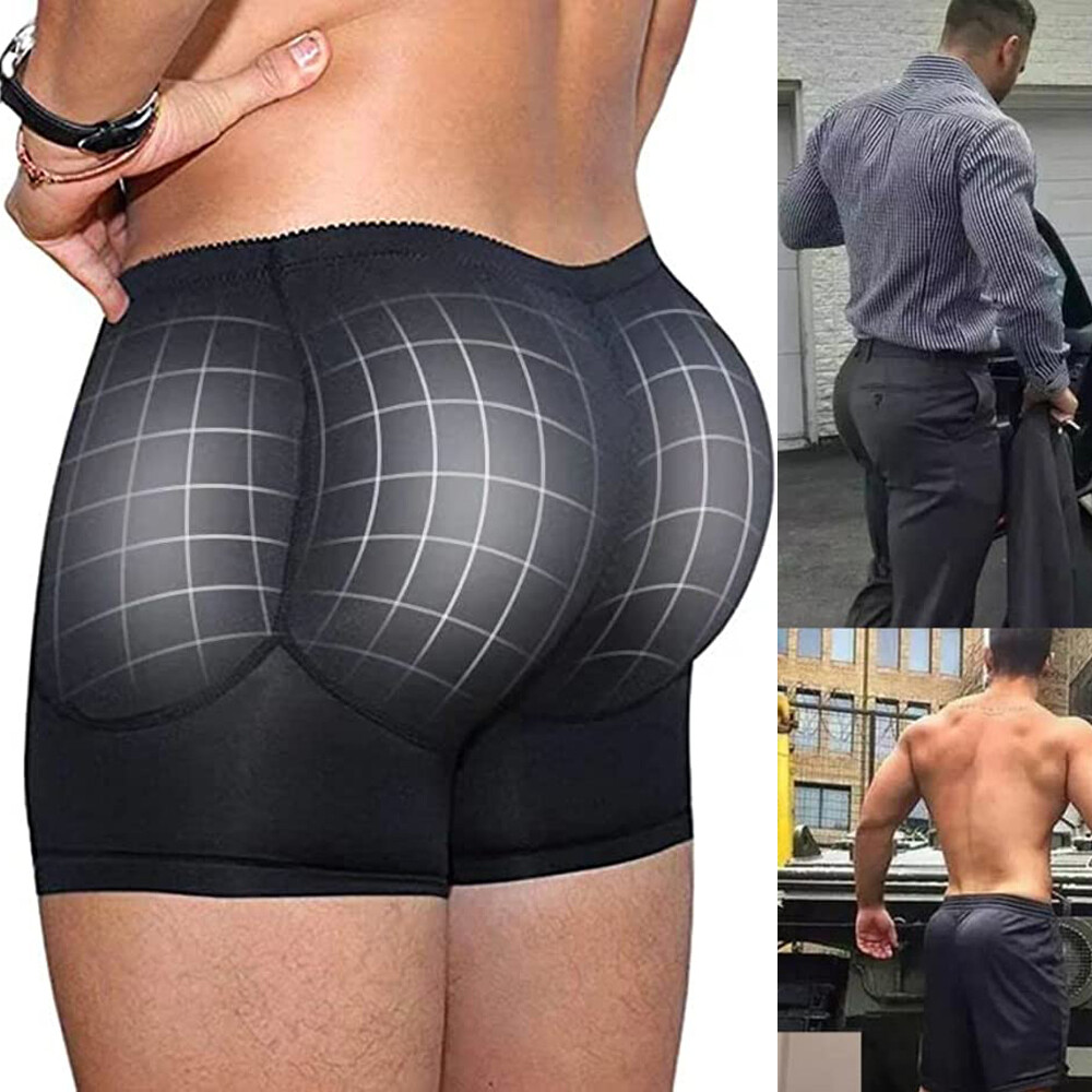 Mens FAKE ASS Hip Enhancer Padded Underwear Butt Lifter Boxer Brief Body Shaper