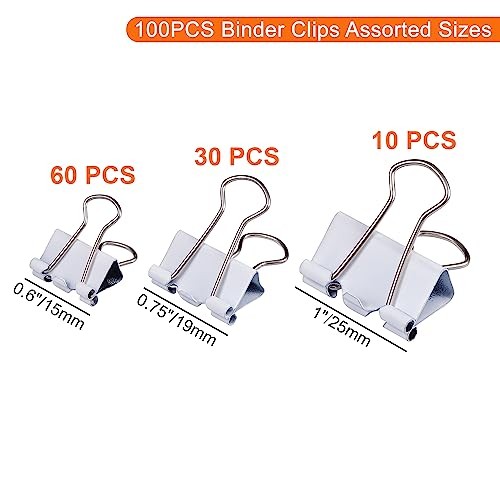 Binder Clips Assorted Sizes, White Binder Clips Set for Office and Home Use -