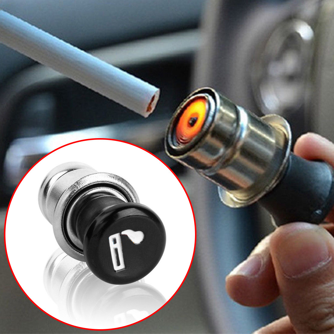 Universal 12V Car Power Plug Socket Output 20mm Auto Cigarette Lighter Ignition