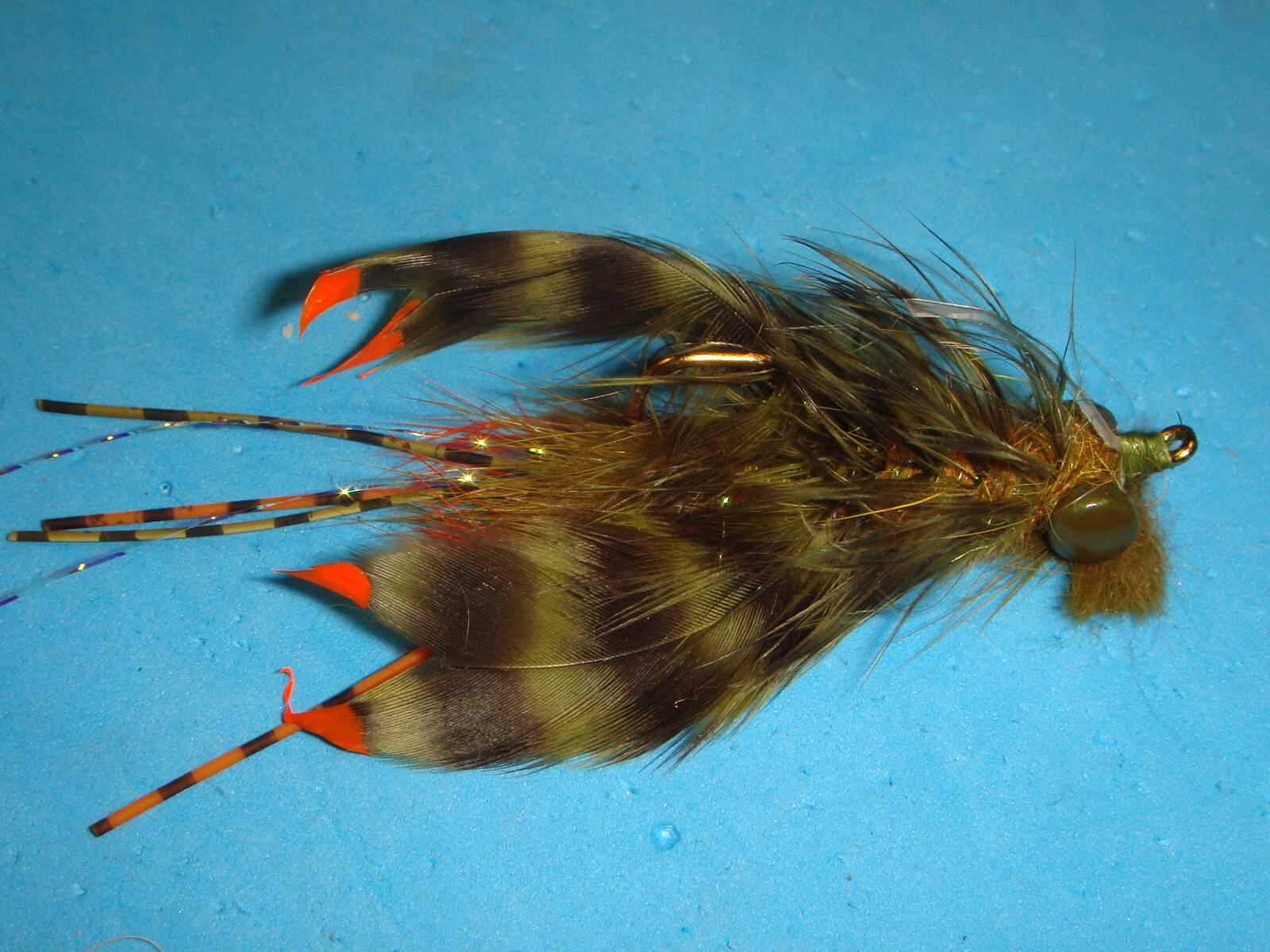 FLY FISHING FLIES - Olive WHITLOCK'S NEARNUFF CRAYFISH Streamers size #4 (3 pcs)
