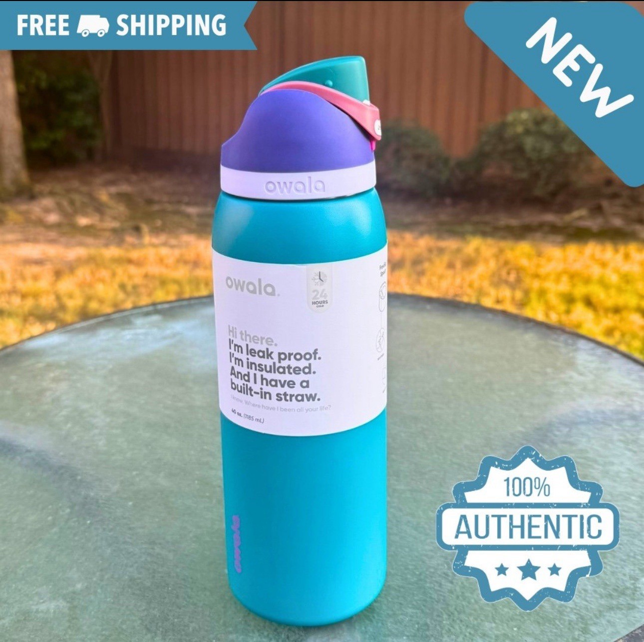 Owala FreeSip Bottle / 40oz / Color: 80s Ski Slope/ Fast- Free Shipping