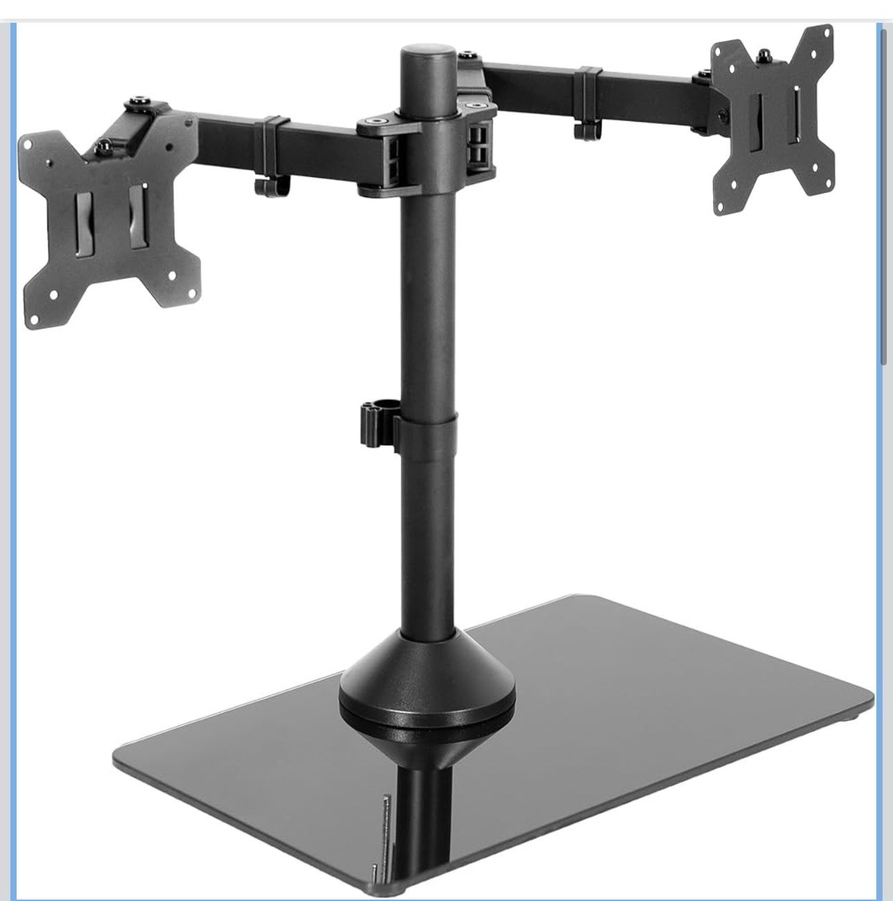 VIVO Dual Monitor Mount w/ Glass Base Stand for 2 Computer Screens up to 30"