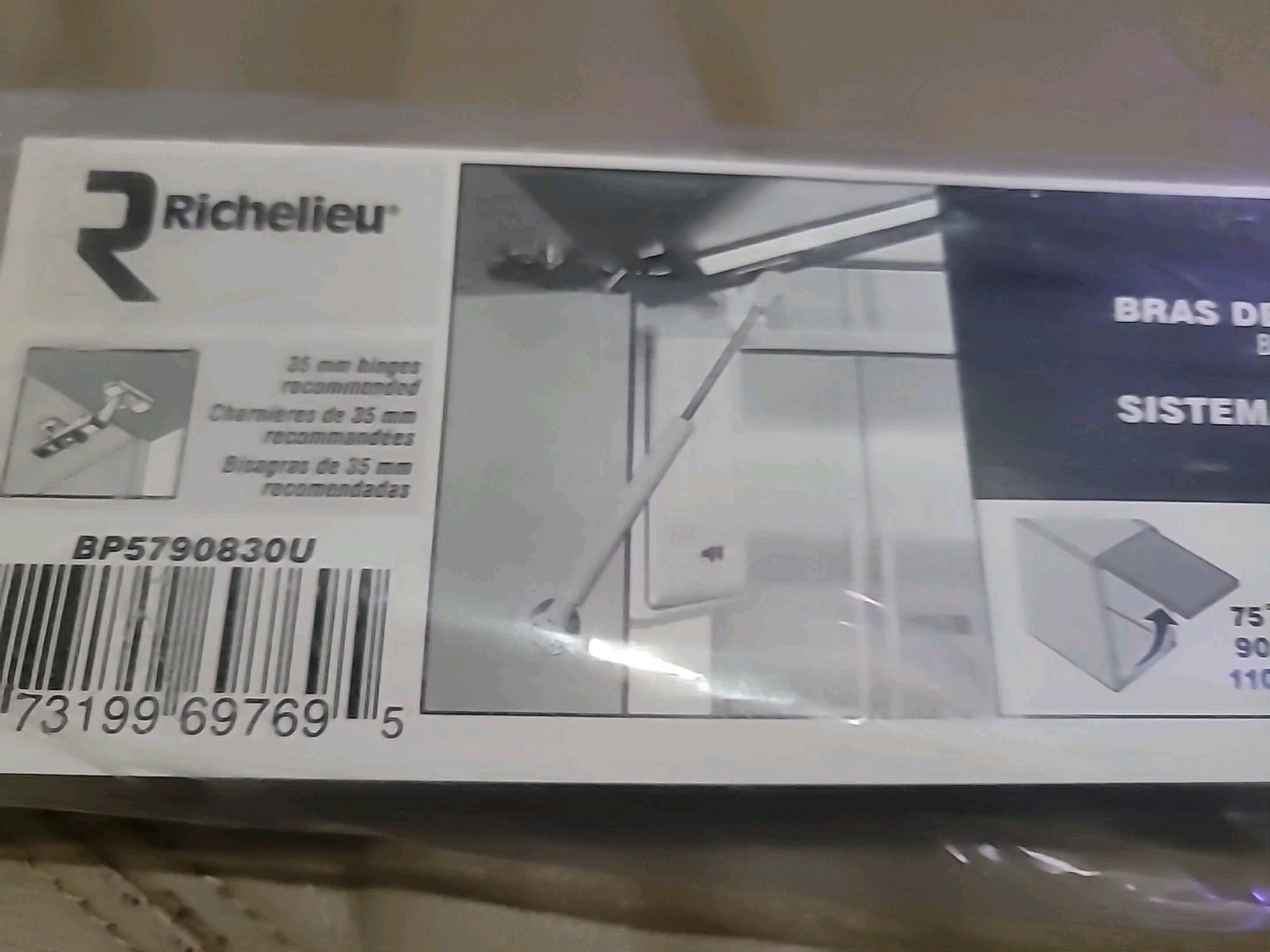 (2-Pack) Richelieu BP5790830U Brushed White Cabinet Lid Support 17Lb Capacity