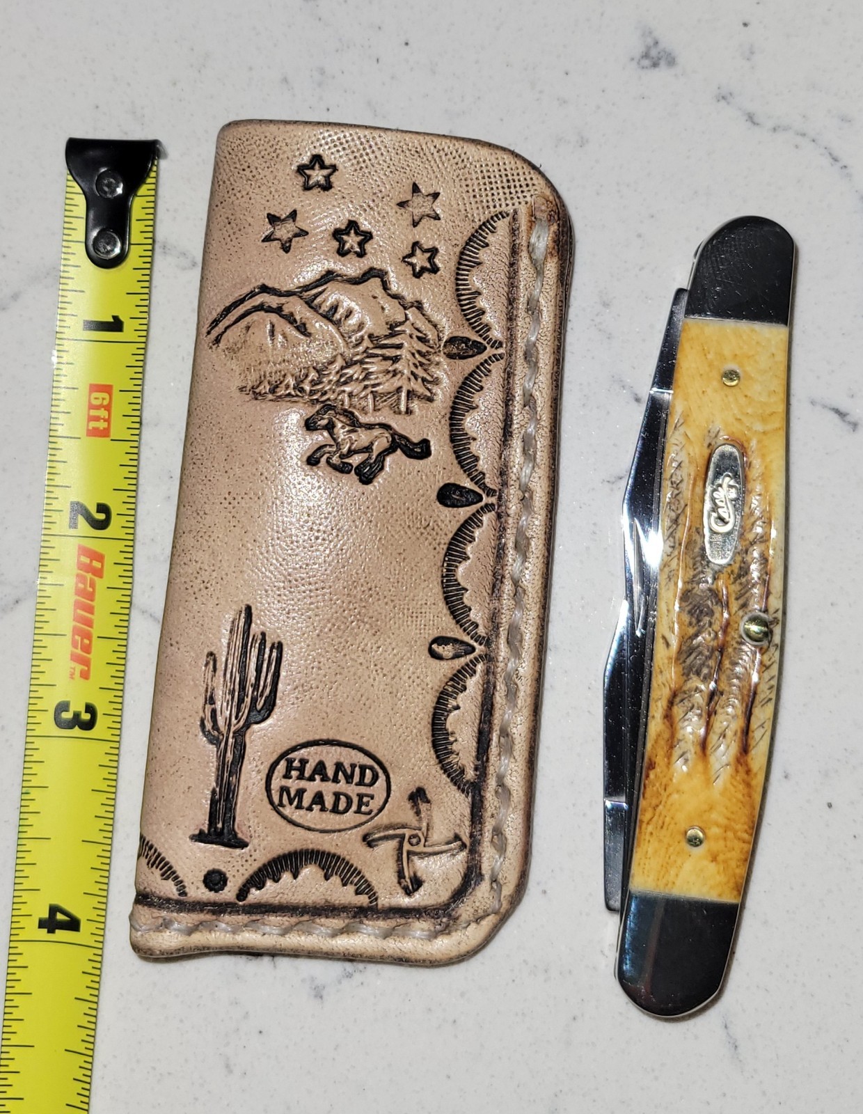 EDC leather pocket knife slip pouch custom fits 3-4 inch folding pocket knives
