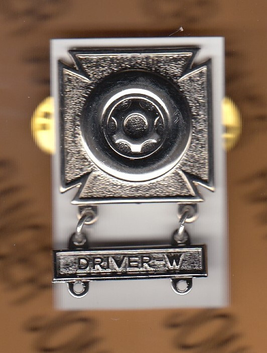 US Army DRIVER w/ WHEELED Vehicle Qualification STABRITE badge clutchback c/b B