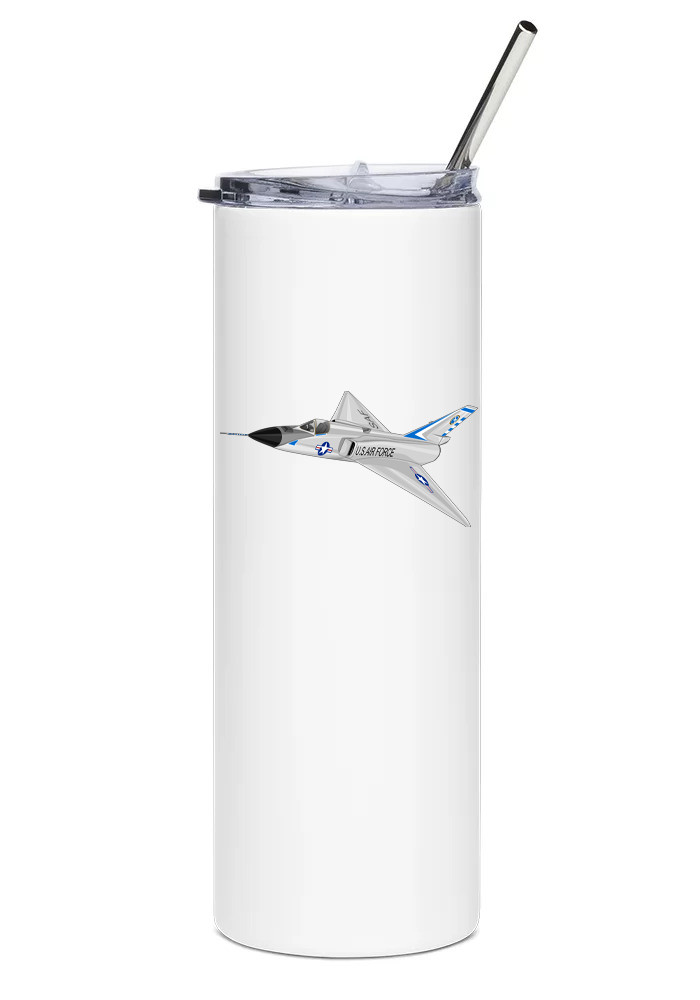 Convair F-106 Delta Dart Stainless Steel Water Tumbler with straw - 20oz.