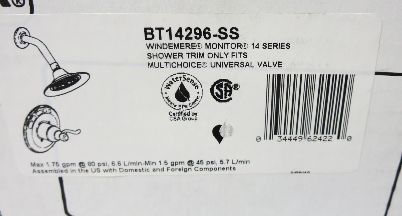 DELTA BT14296-SS WINDEMERE MONITOR 14 SERIES SHOWER TRIM IN STAINLESS