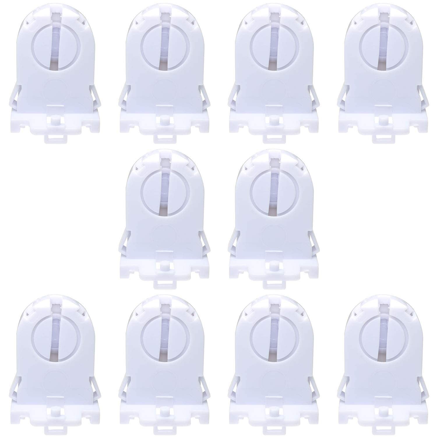 TAODAN 12pcs T8 Lamp Holder Non-Shunted Turn-Type UL Socket Tombstone White