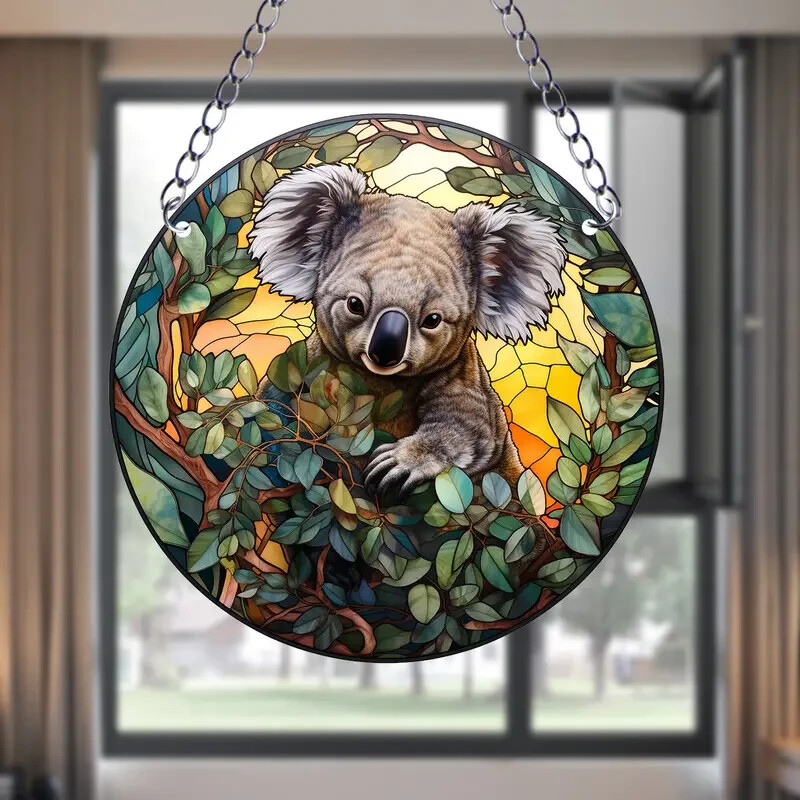 Koala Suncatcher Double Sided Round Acrylic Wall Art Decor