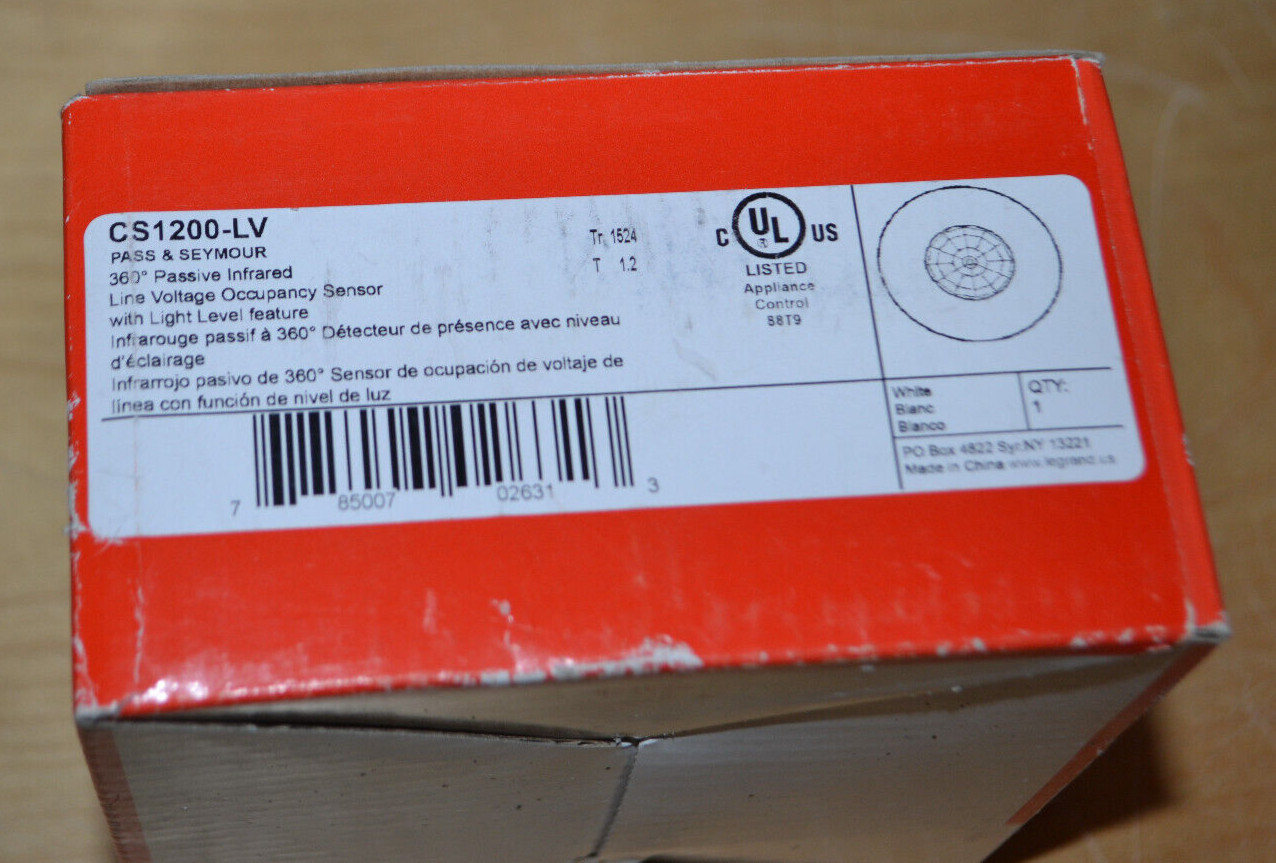 Pass & Seymour Legrand CS1200LV ~ 360 PIR Occupancy Sensor 120-347 VAC 50/60 Hz