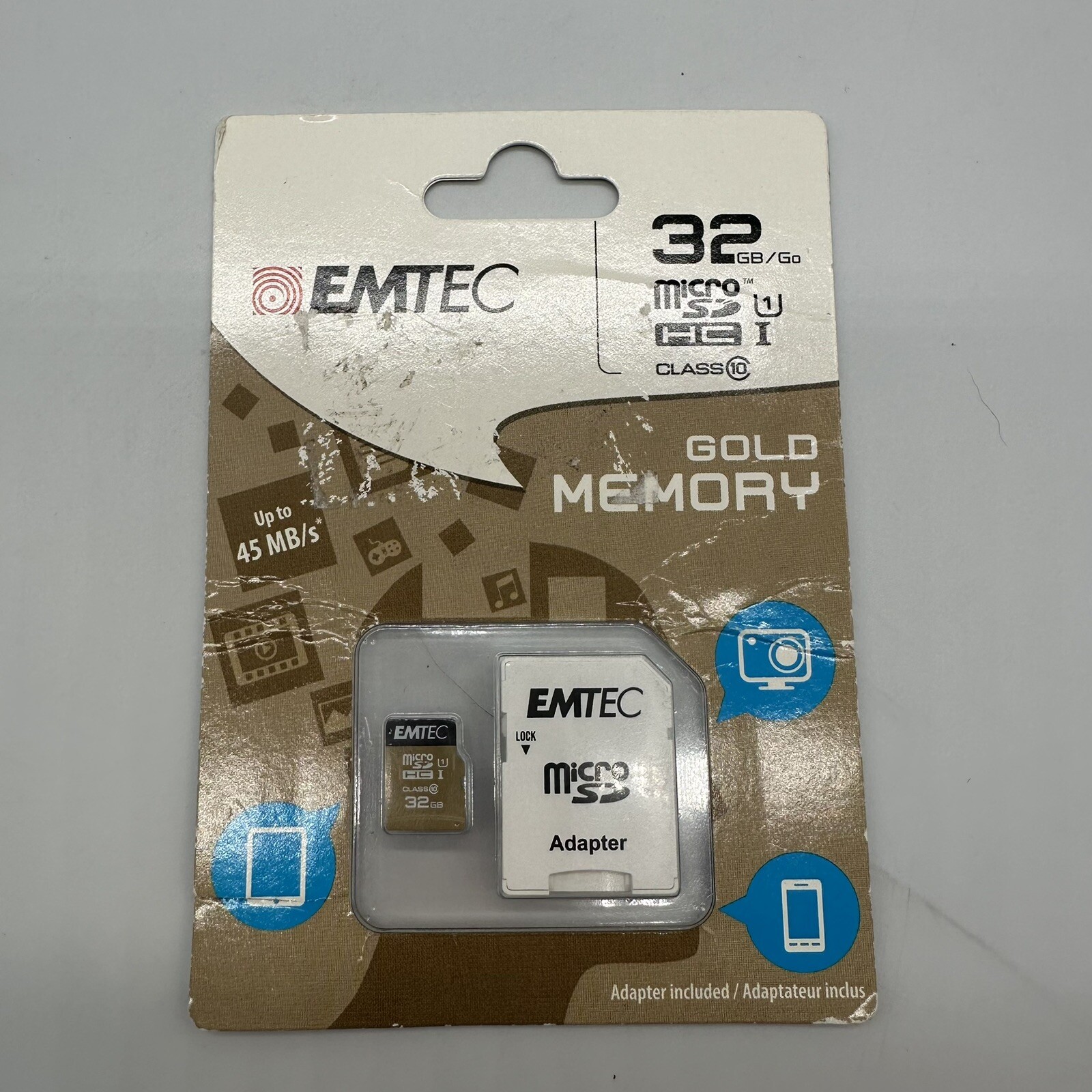 EMTEC Micro SDHC /SDXC GOLD Memory Card 32GB and up to 45 MB/s With Adapter
