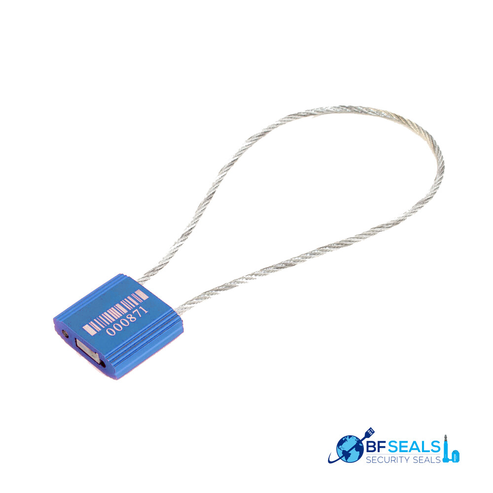 CABLE Security Lock Seal with 2.5mm-12", 25 pcs., Numbered/ Barcode, BLUE