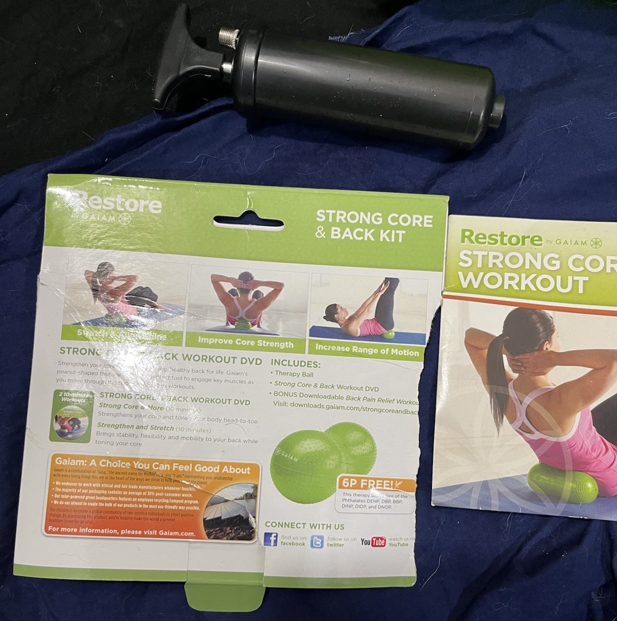 Restore Strong Core & Back Exercise Kit w Therapy Ball & DVD & Air Pump