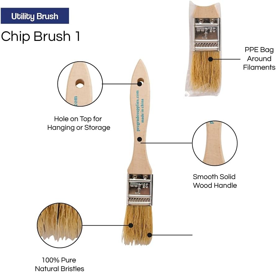 Chip Paint Brushes - 36 Ea 1 Inch Chip Paint Brush Light Brown