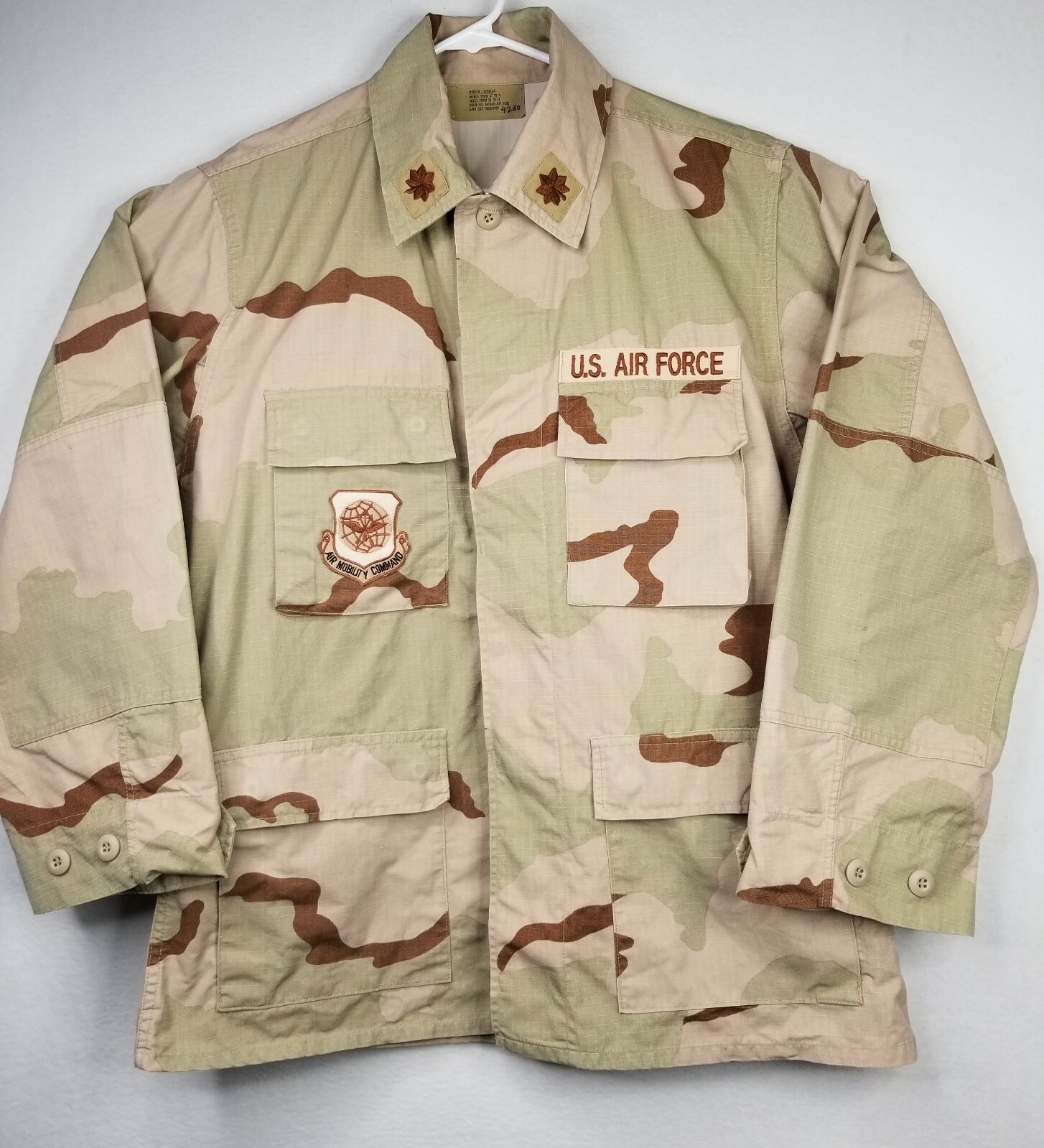USAF Air Force Desert Camouflage Jacket USCENTAF Patch "chocolate chip" Medium