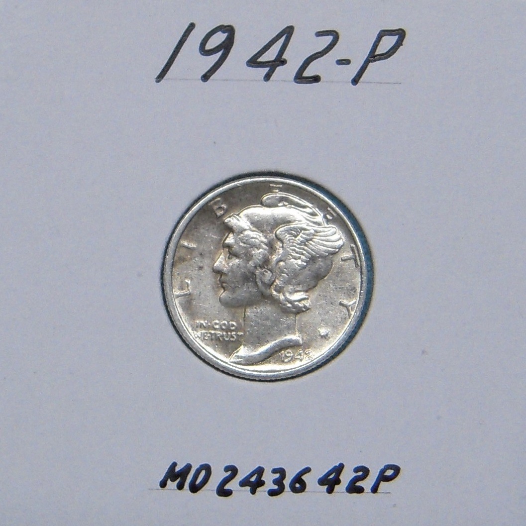 1942-P Mercury dime, 90% silver dime