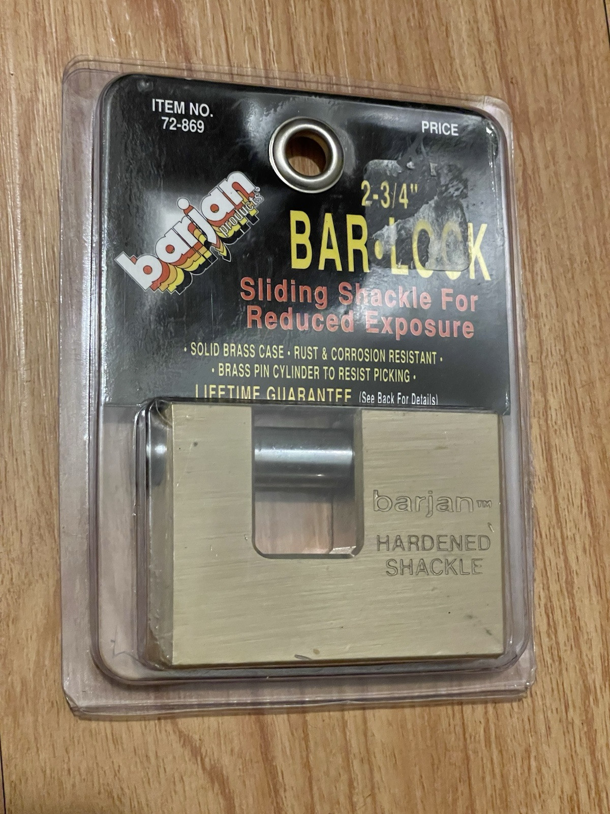Barjan Brass Padlock 2-3/4” Bar Lock Sliding Shackle With 2 Keys 72-869