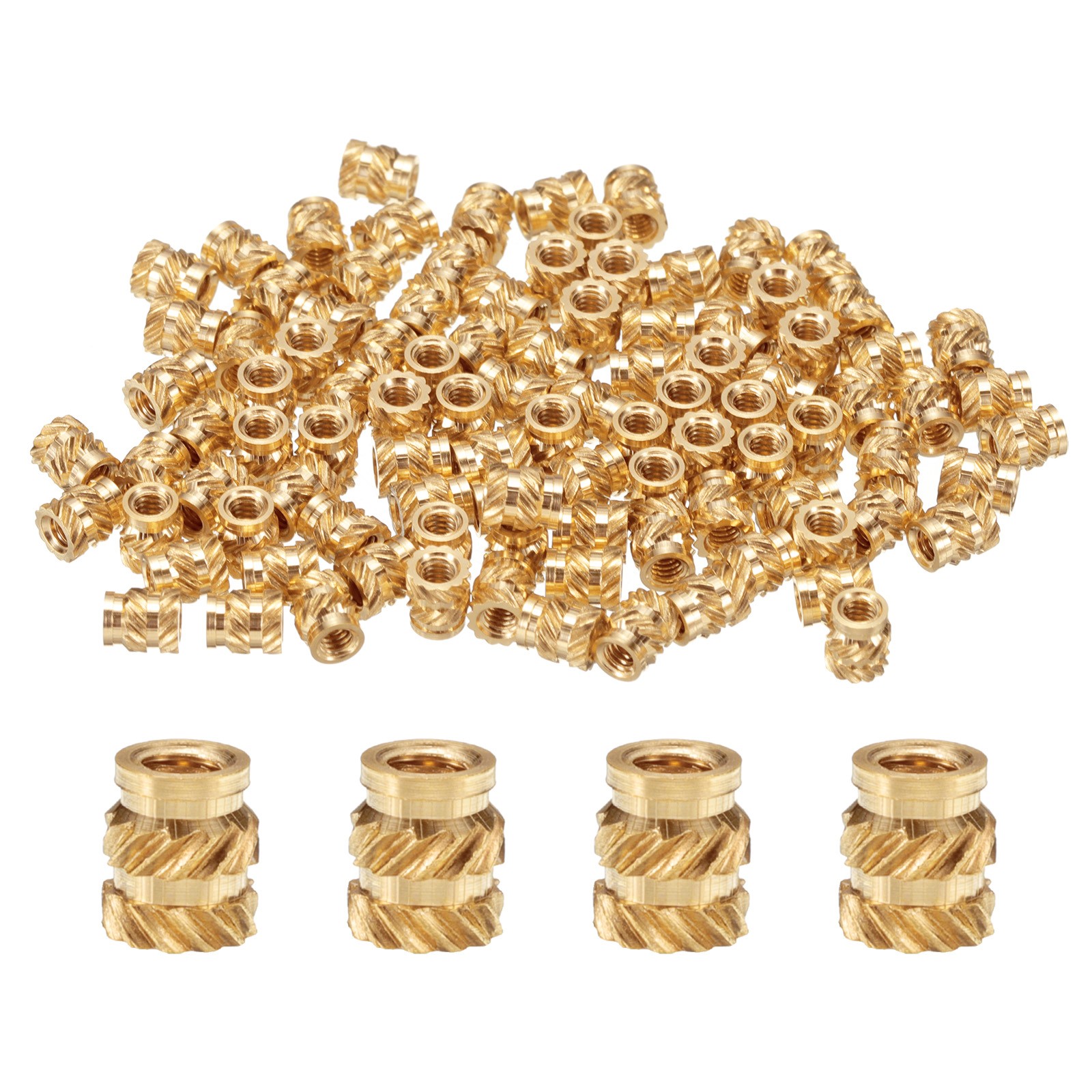 100pcs M2 Threaded Inserts Brass Heat Set Insert M2x4mm, OD 3.5mm Knurled Nuts
