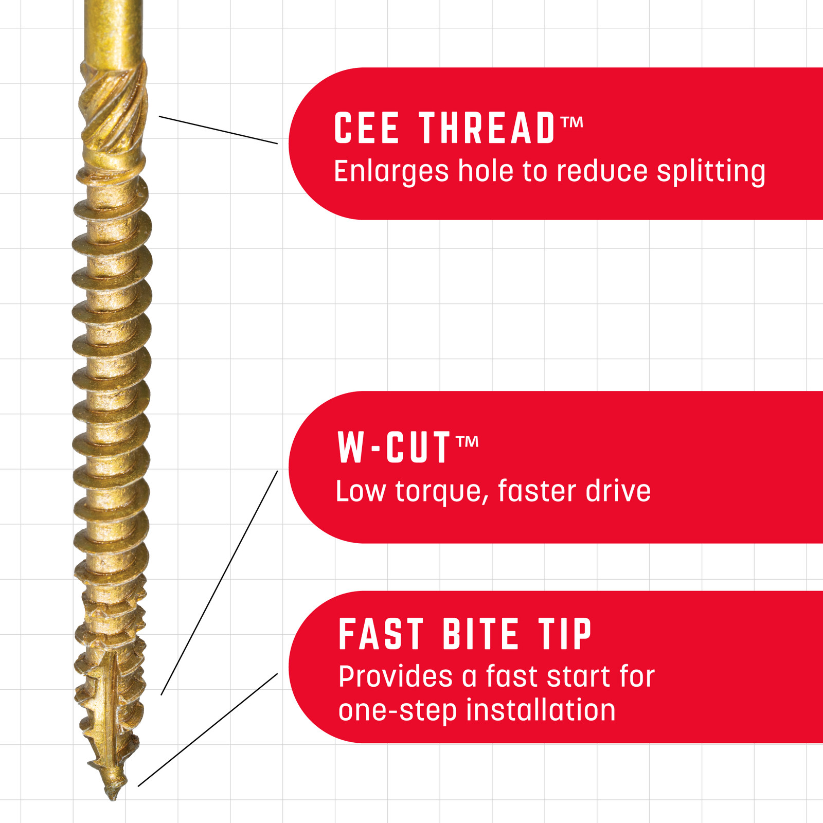 GRK Fasteners RSS™ 5/16 x 2-3/4 Inch, Rugged Structural Screws, 500 PCS, Rust