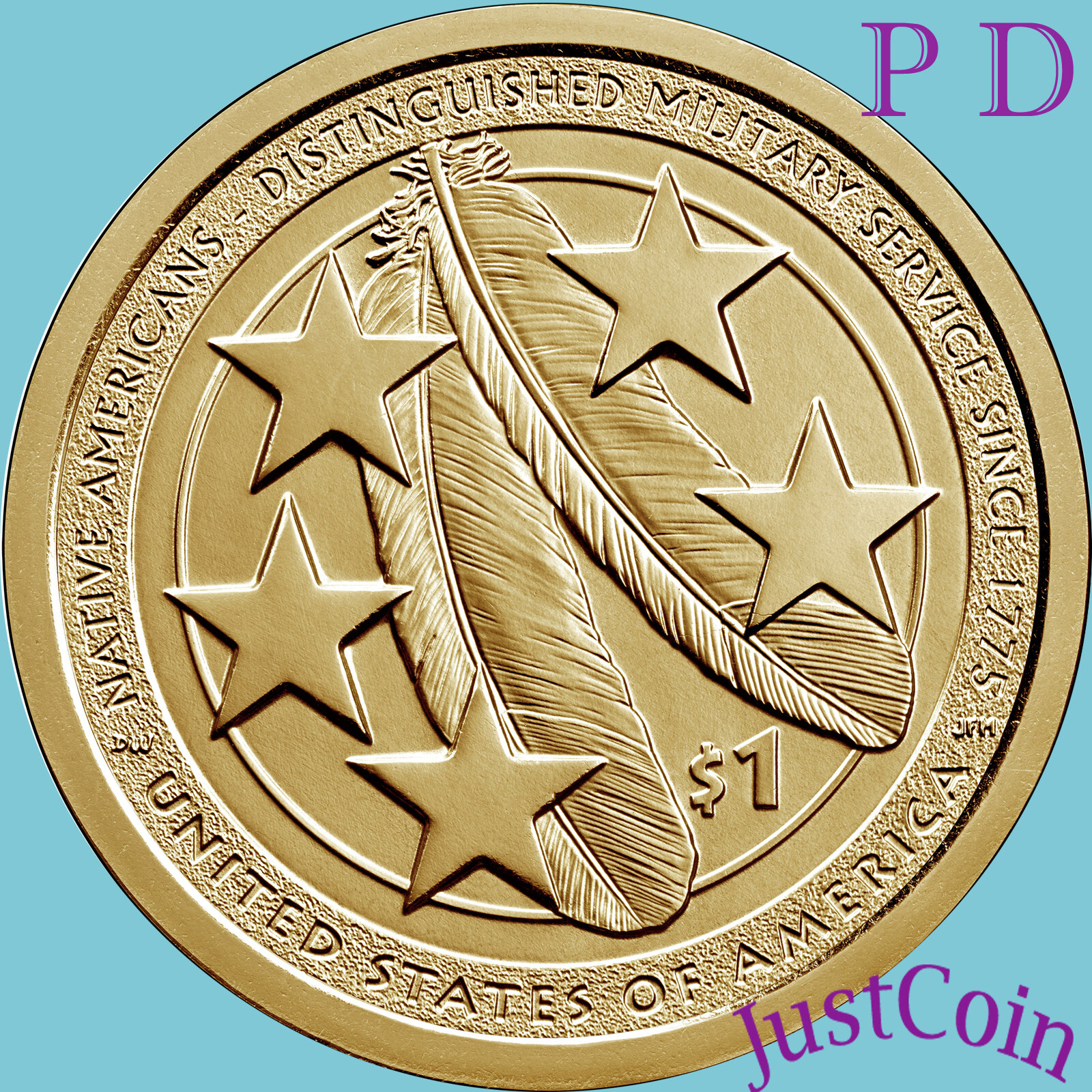 2021 P&D NATIVE AMERICAN TWO GOLDEN DOLLARS SET DISTINGUISHED MILITARY SERVICE