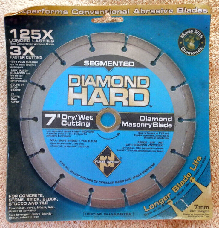 Diamond Hard 7" Dry Wet Cutting Masonry Blade Stone Concrete Brick Tile 125X