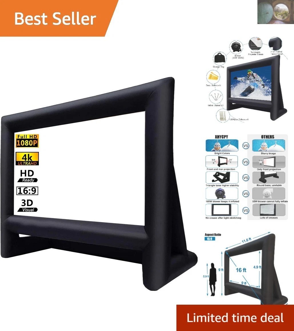 Large 16ft Inflatable Projection Screen with Quick Inflate Blower - Easy Setup