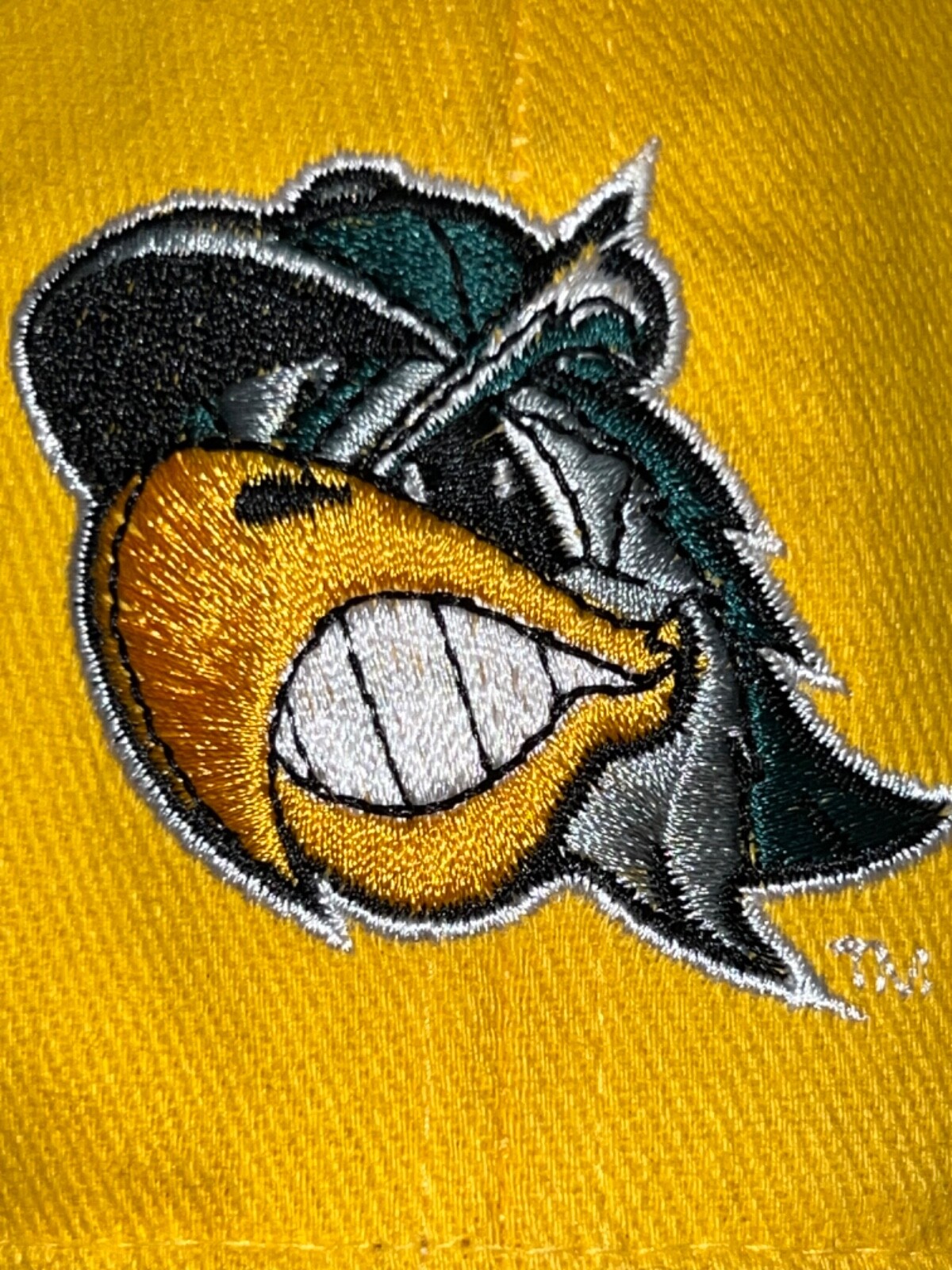 South Bend Sliver Hawks Gold Hat Cap Hook Loop With Embroidered Hawk on Front