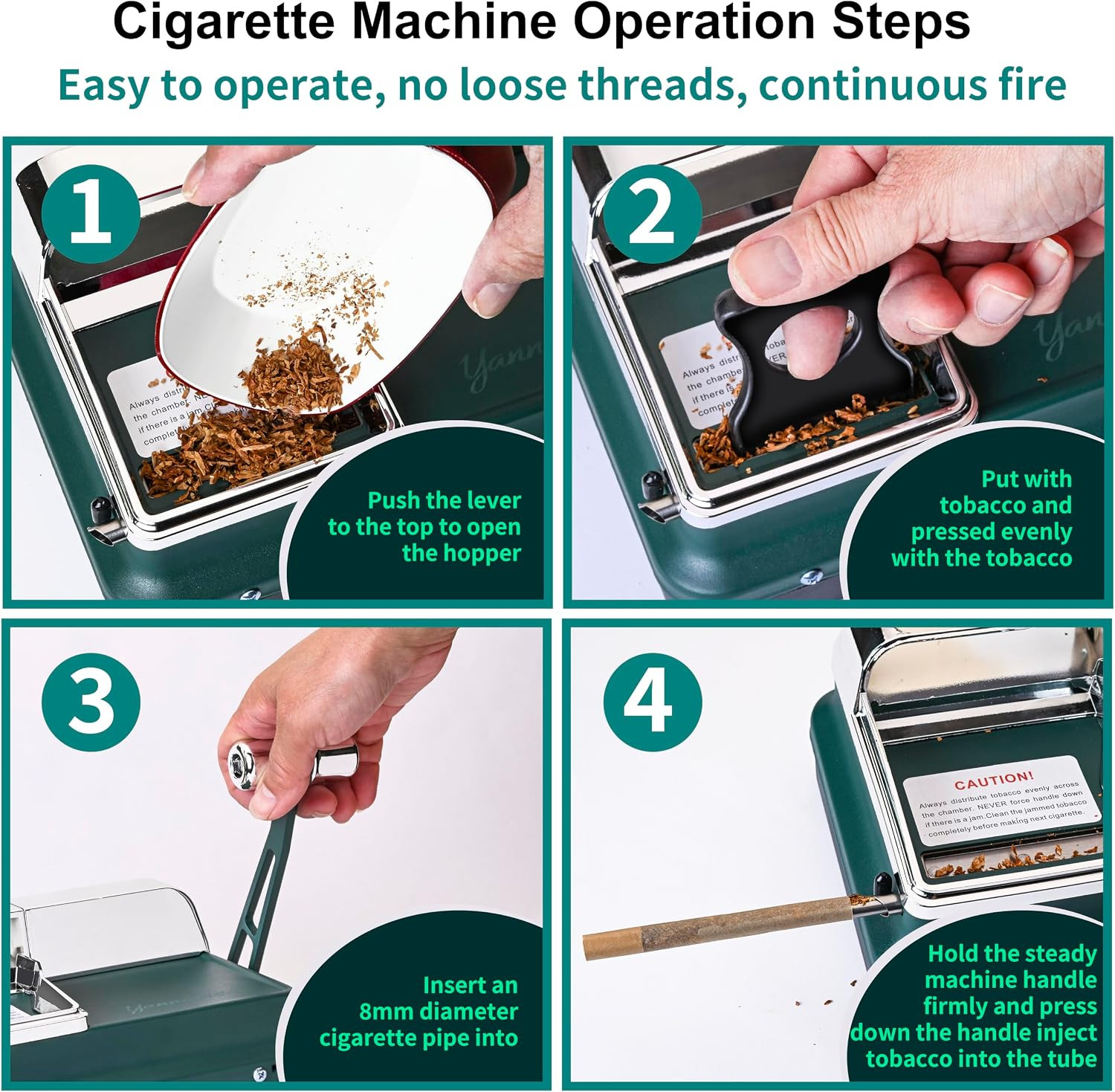 Cigarette Rolling Machine, Manual Cigarette Injector Machine for 8Mm Diameter Pa