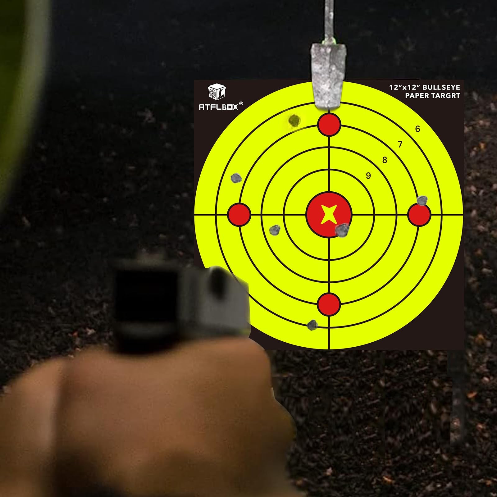 Atflbox Bullseye Paper Shooting Target for The Range, 12x12 Inch High Visibil...