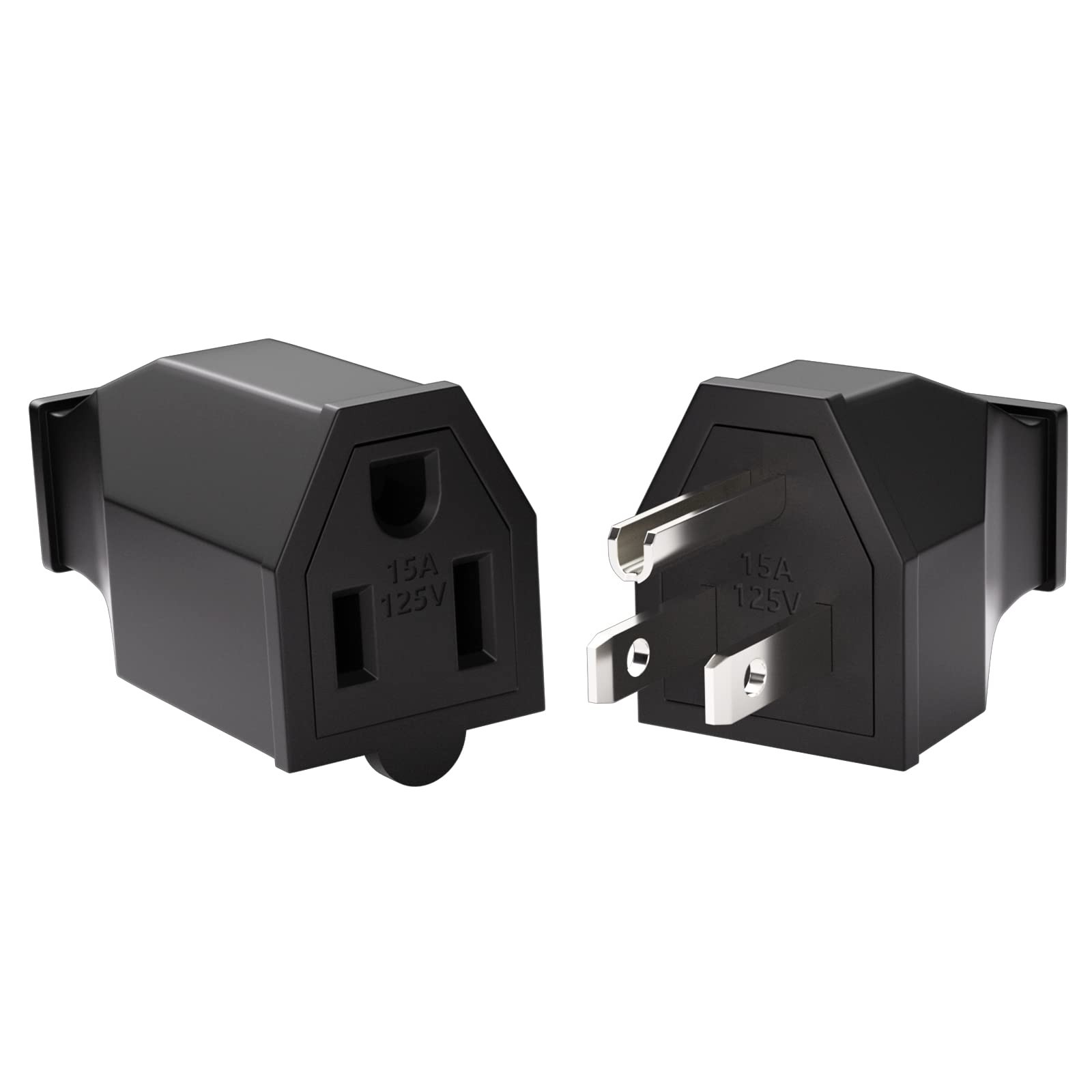 Connector NEMA 5-15R 15A 125V Black Shell 2 Pole 3 Wire Grounding Electric