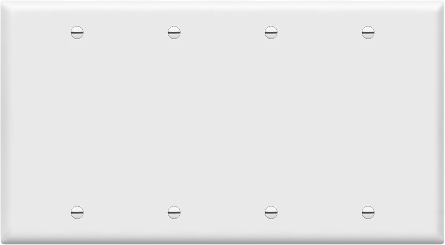 Blank Device Cover Wall Plate, Size 4-Gang 4.50" X 8.19", Unbreakable Polycarbon