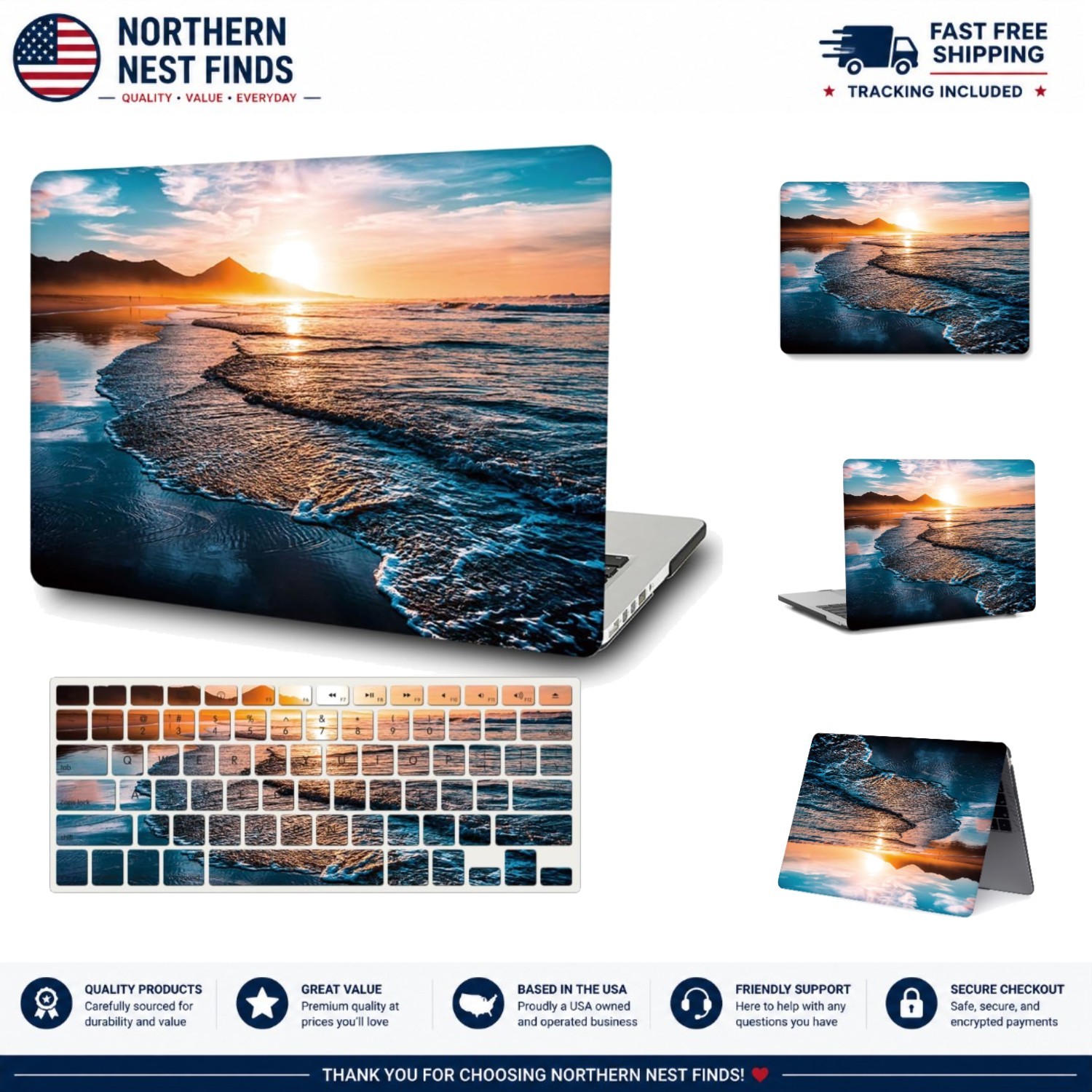 Lightweight Hard Case for MacBook Pro 15" A1398 with Ventilation & Beach Design