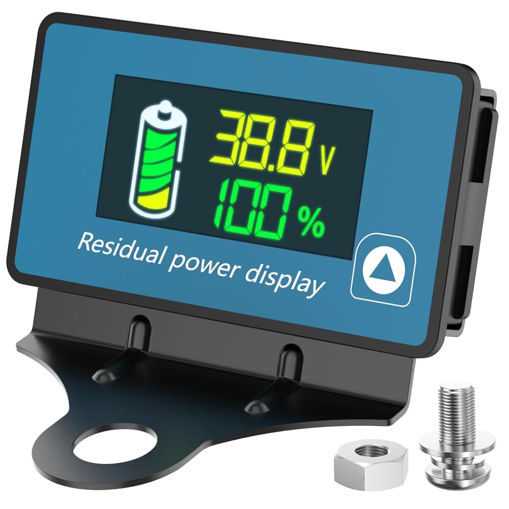 Golf Cart Battery Meter, Malictele IPX7 Waterproof Voltmeter-B, Black