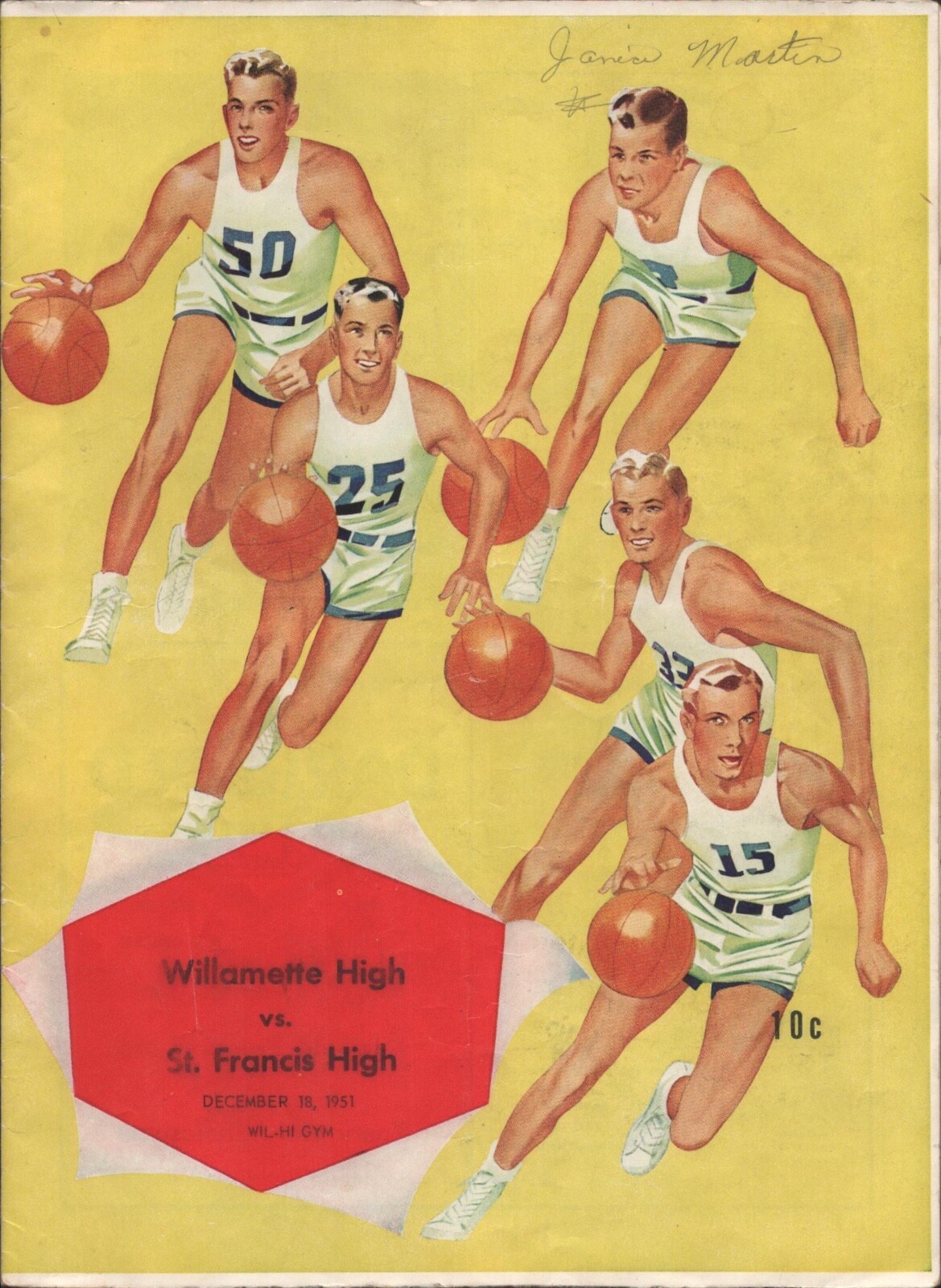 1951 WILLAMETTE vs. ST. FRANCIS Eugene Oregon H.S. football program COCA-COLA AD