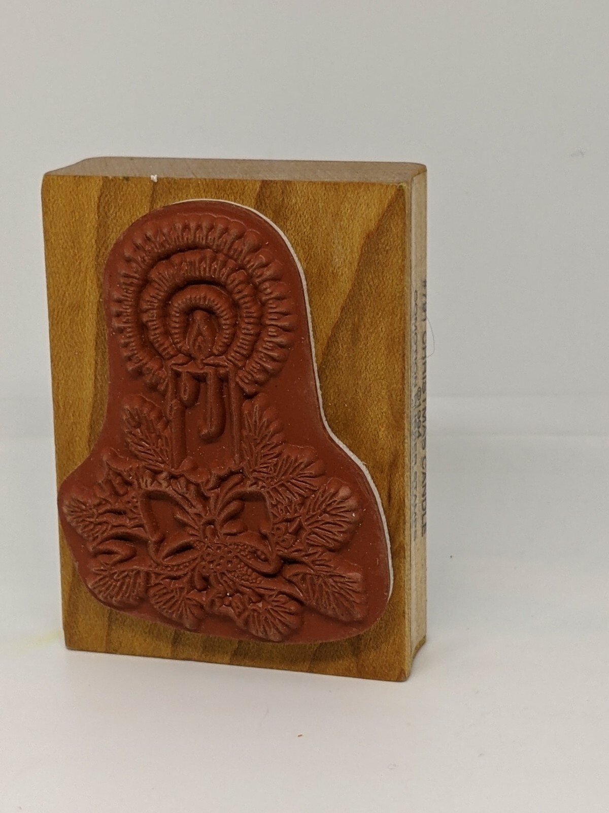 Christmas Candle Wood / Rubber Stamp by Comotion 2.25 x 1.5